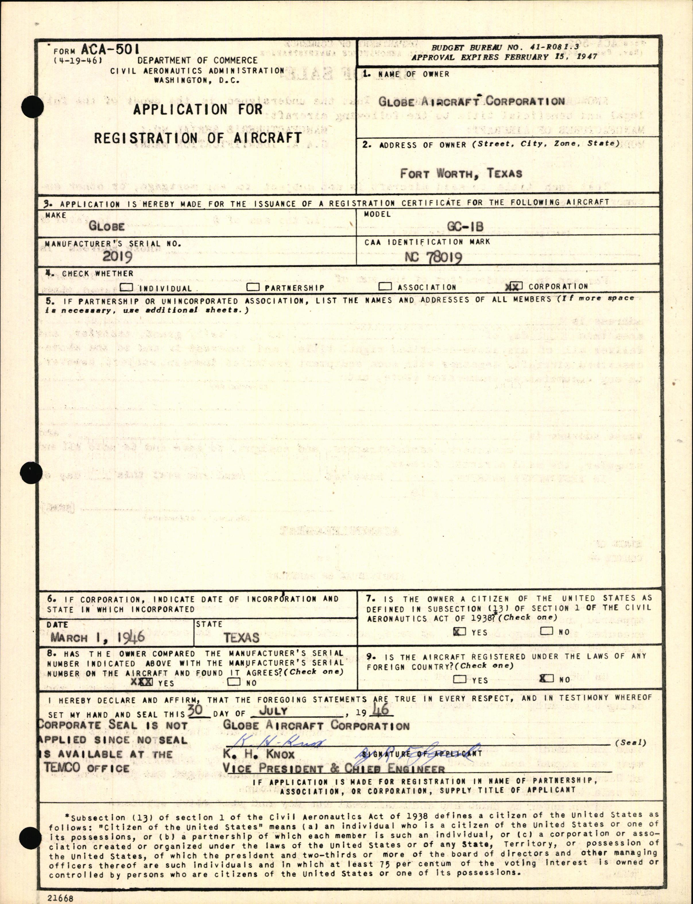 Sample page 3 from AirCorps Library document: Technical Information for Serial Number 2019