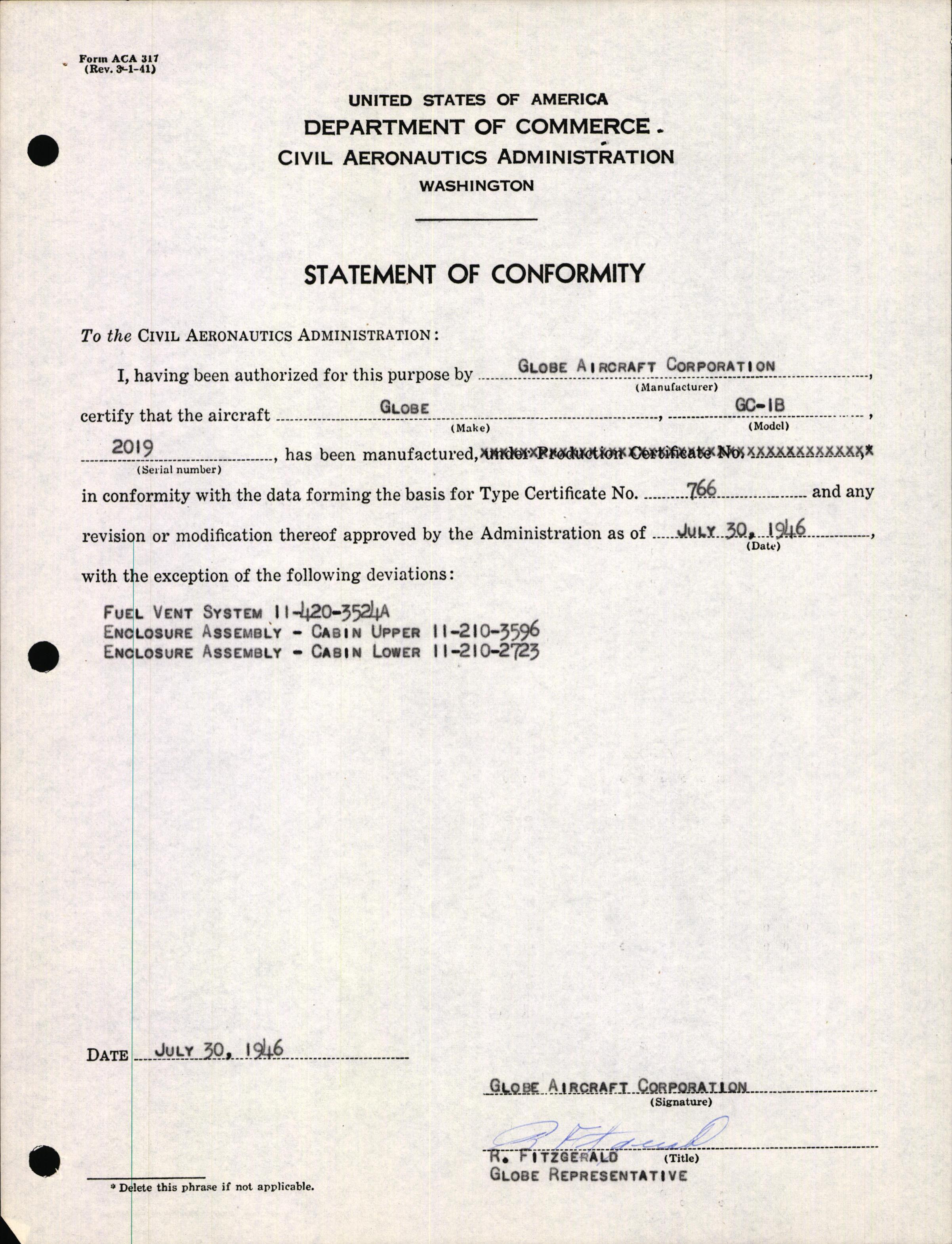 Sample page 5 from AirCorps Library document: Technical Information for Serial Number 2019