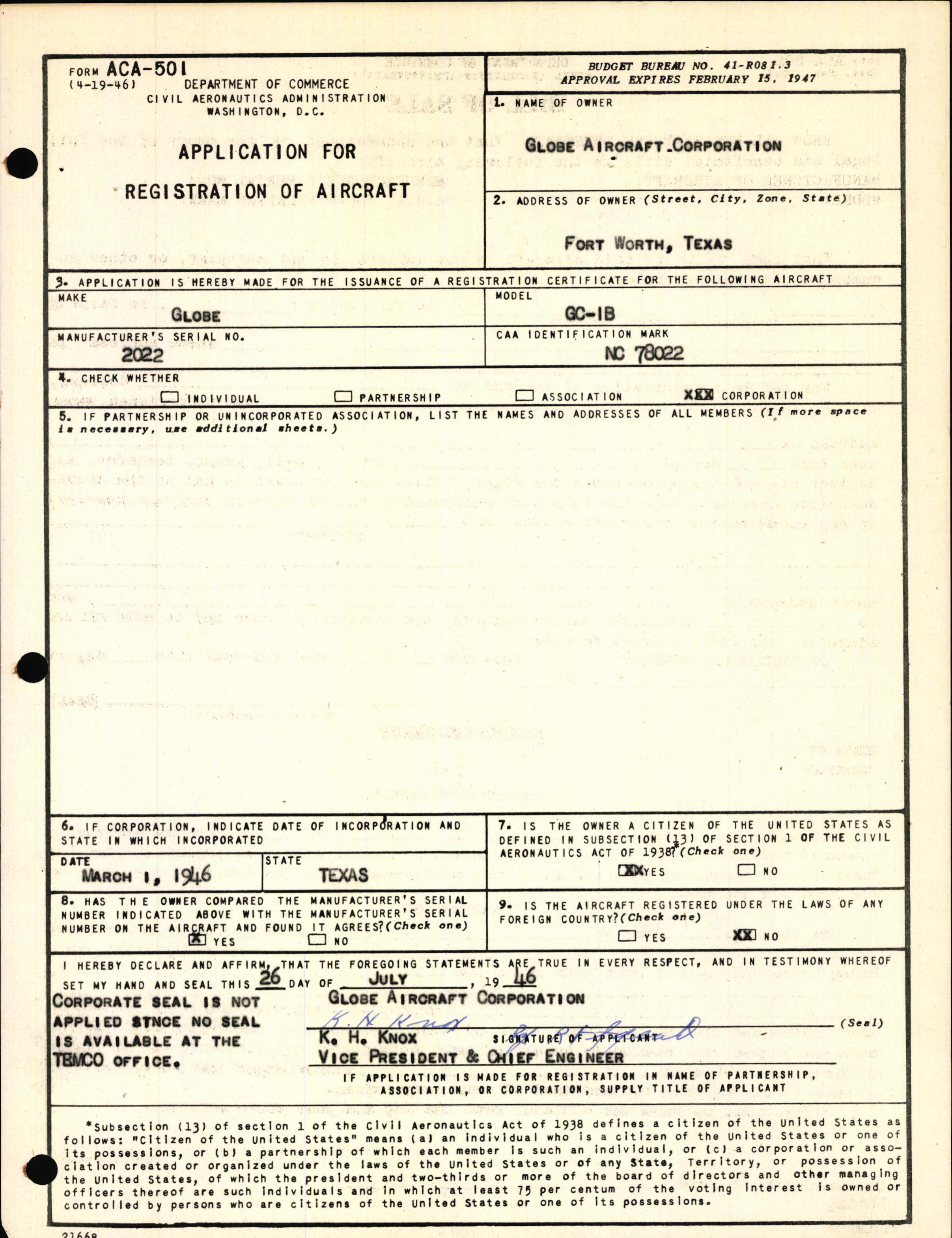 Sample page 3 from AirCorps Library document: Technical Information for Serial Number 2022