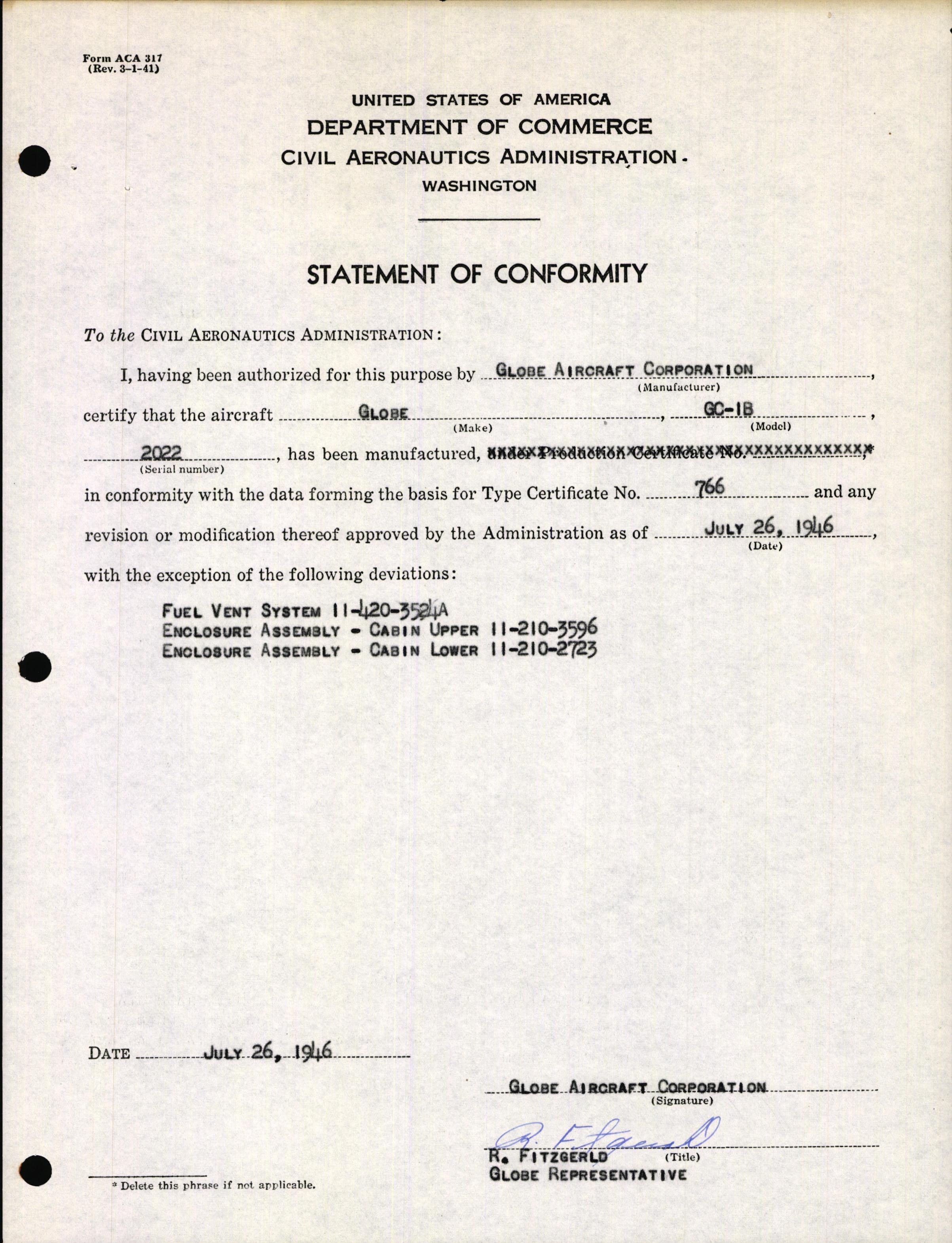 Sample page 5 from AirCorps Library document: Technical Information for Serial Number 2022