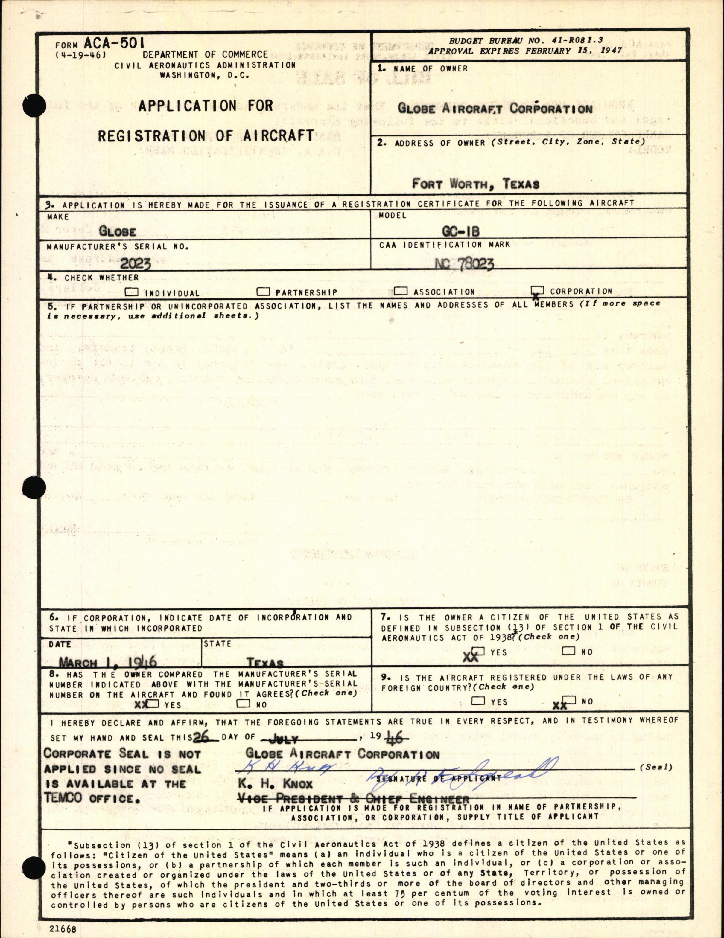 Sample page 5 from AirCorps Library document: Technical Information for Serial Number 2023