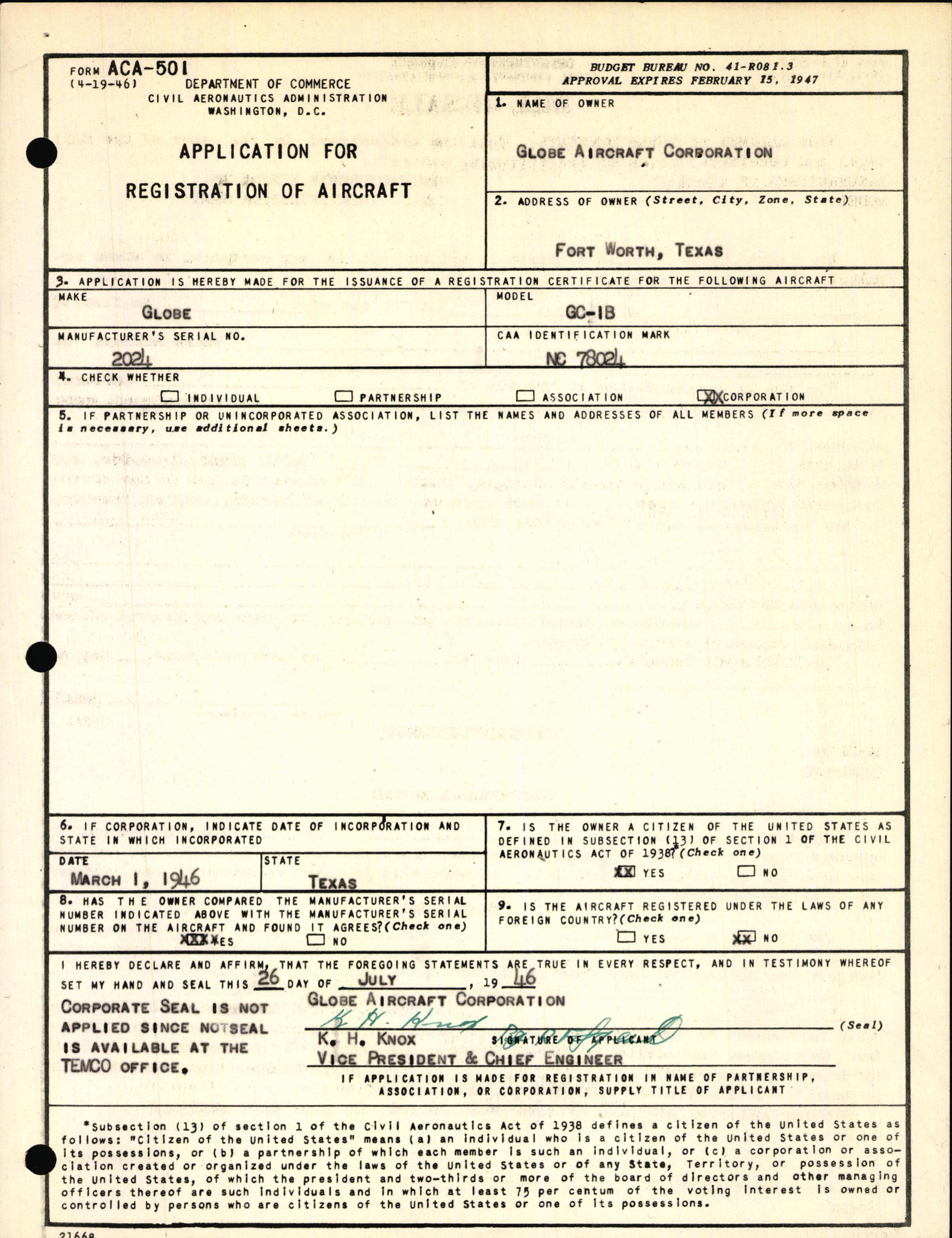 Sample page 3 from AirCorps Library document: Technical Information for Serial Number 2024