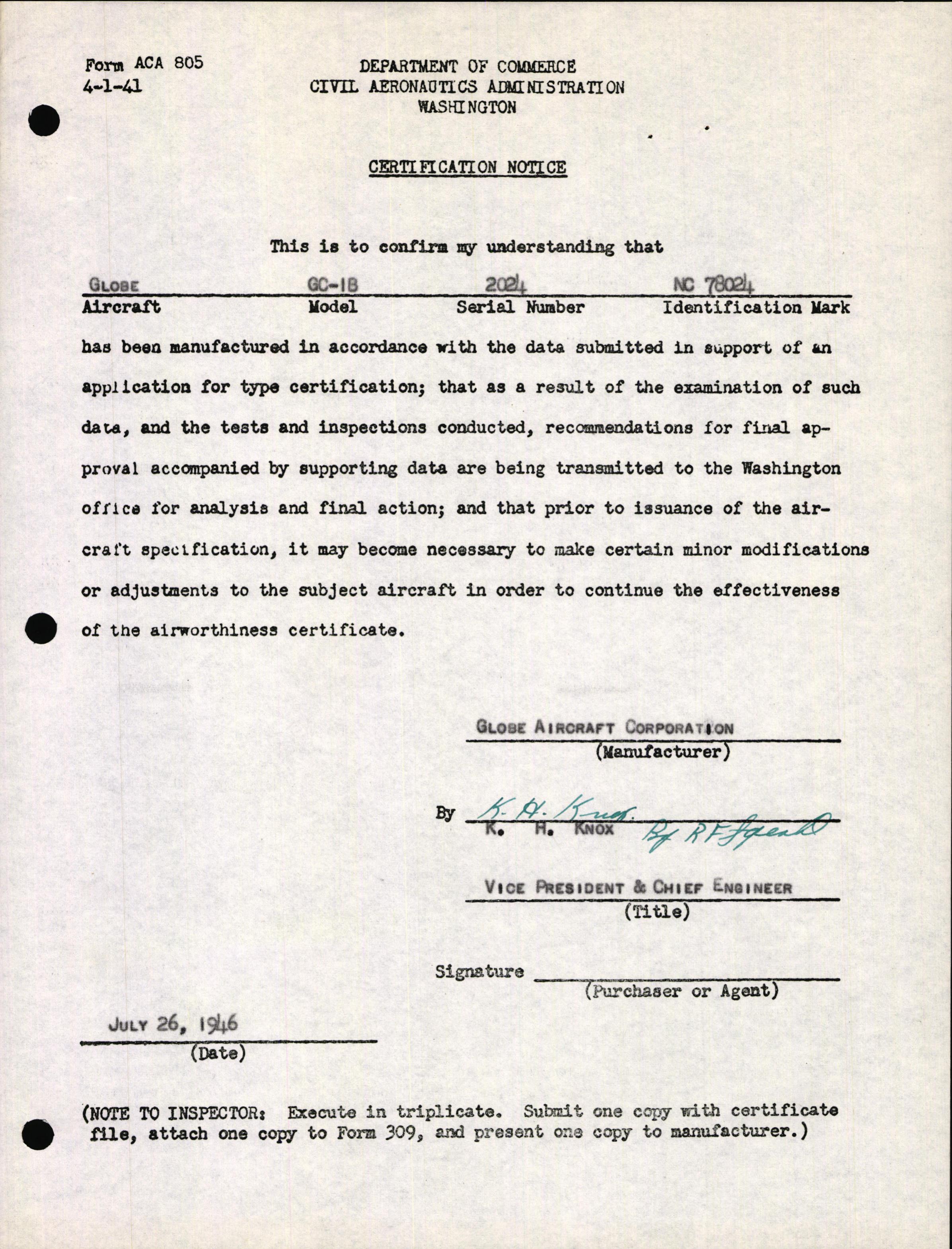 Sample page 5 from AirCorps Library document: Technical Information for Serial Number 2024