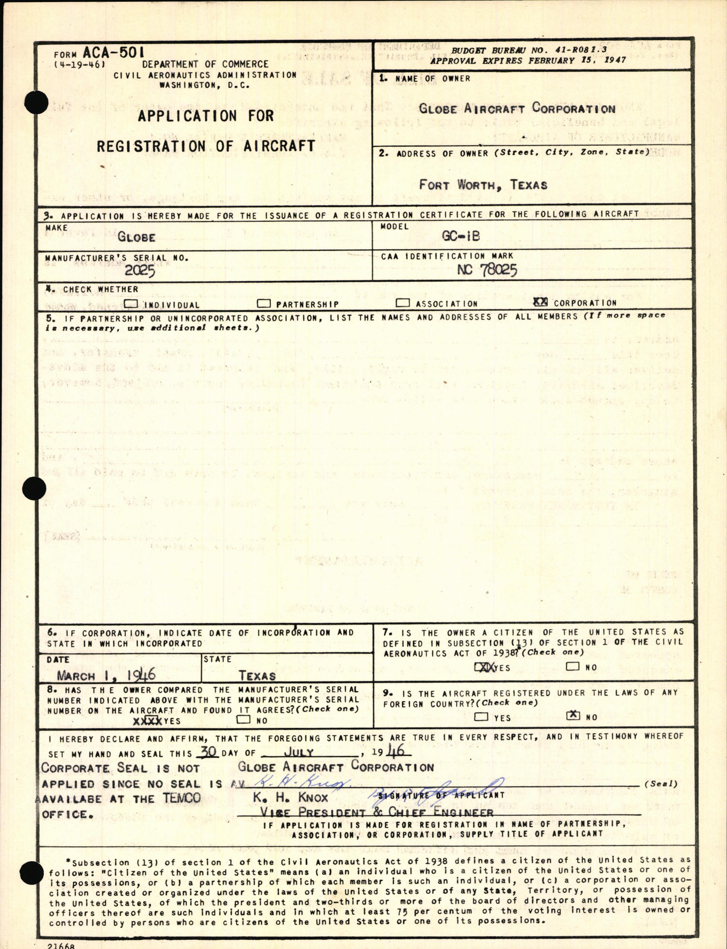 Sample page 5 from AirCorps Library document: Technical Information for Serial Number 2025