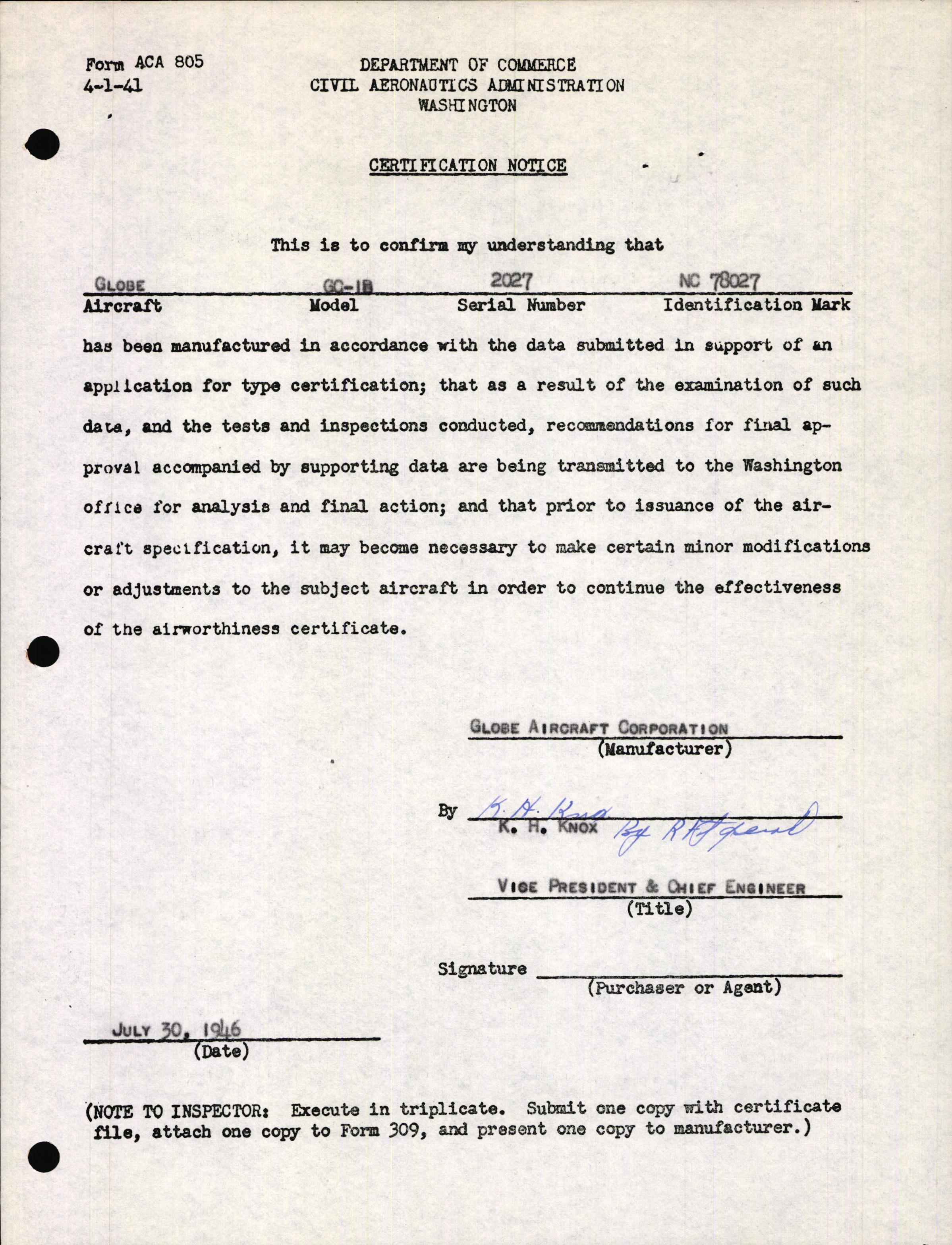 Sample page 3 from AirCorps Library document: Technical Information for Serial Number 2027