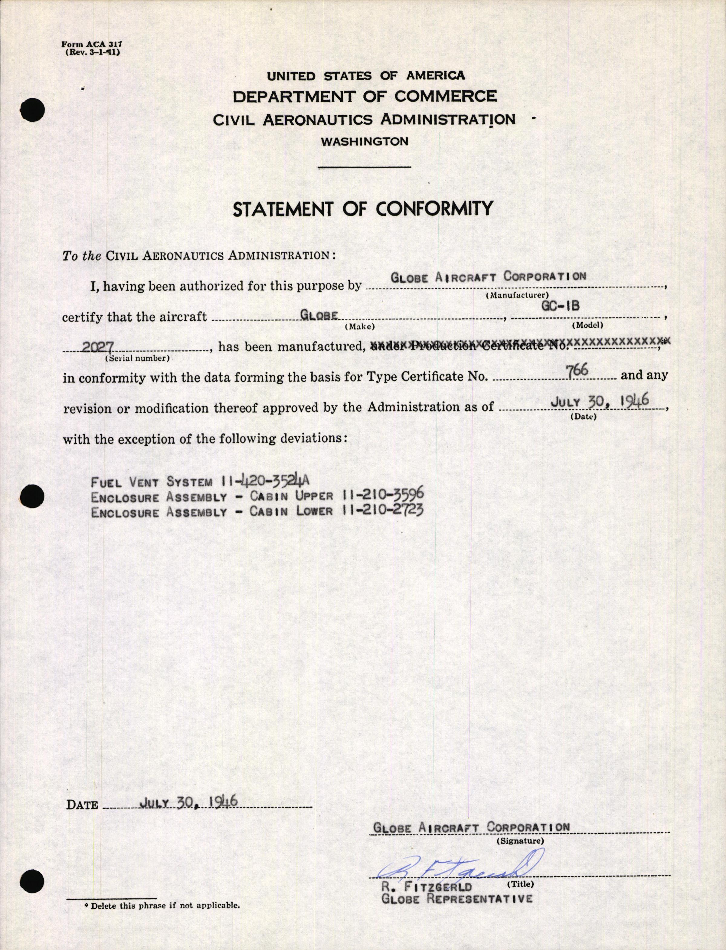 Sample page 5 from AirCorps Library document: Technical Information for Serial Number 2027