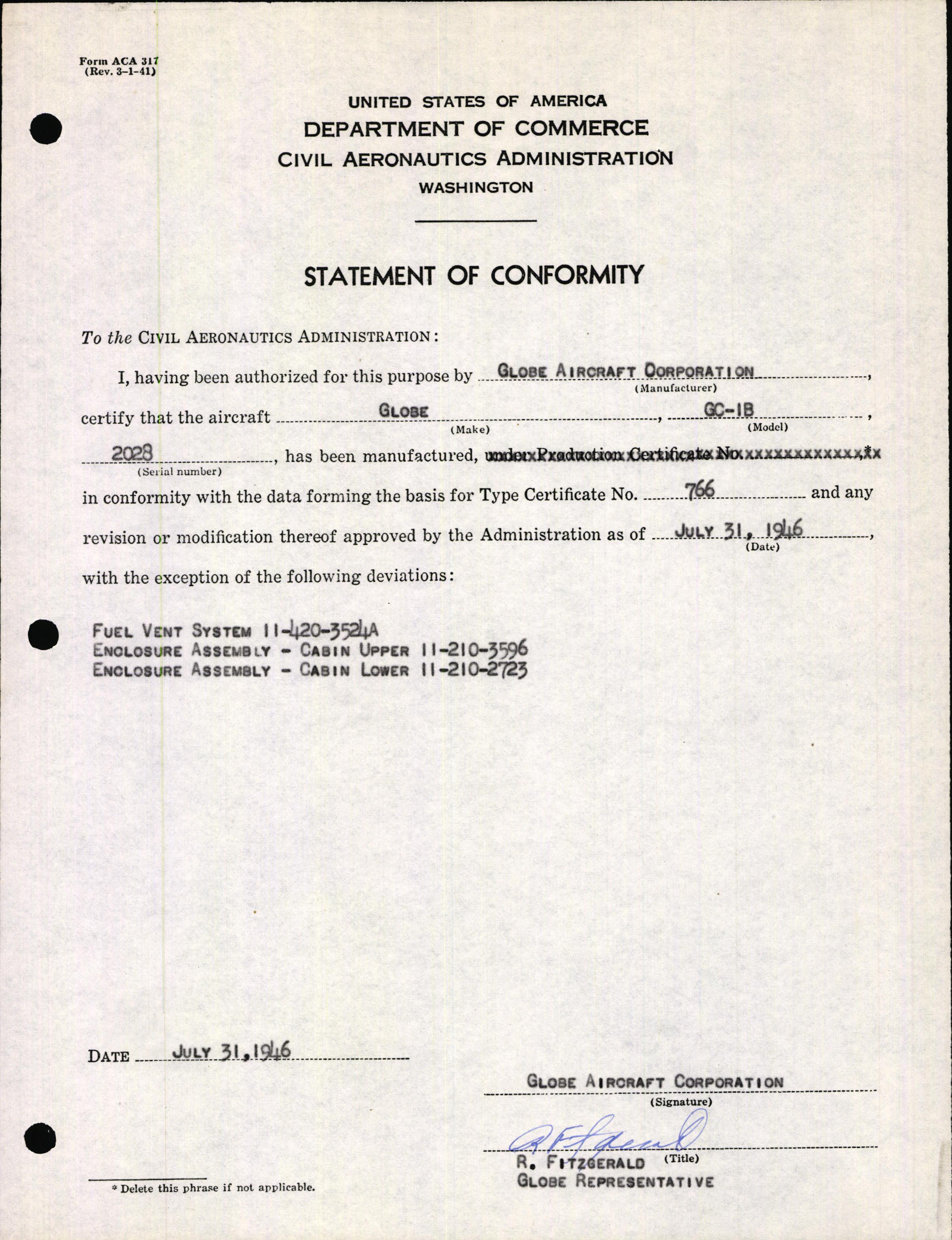 Sample page 5 from AirCorps Library document: Technical Information for Serial Number 2028