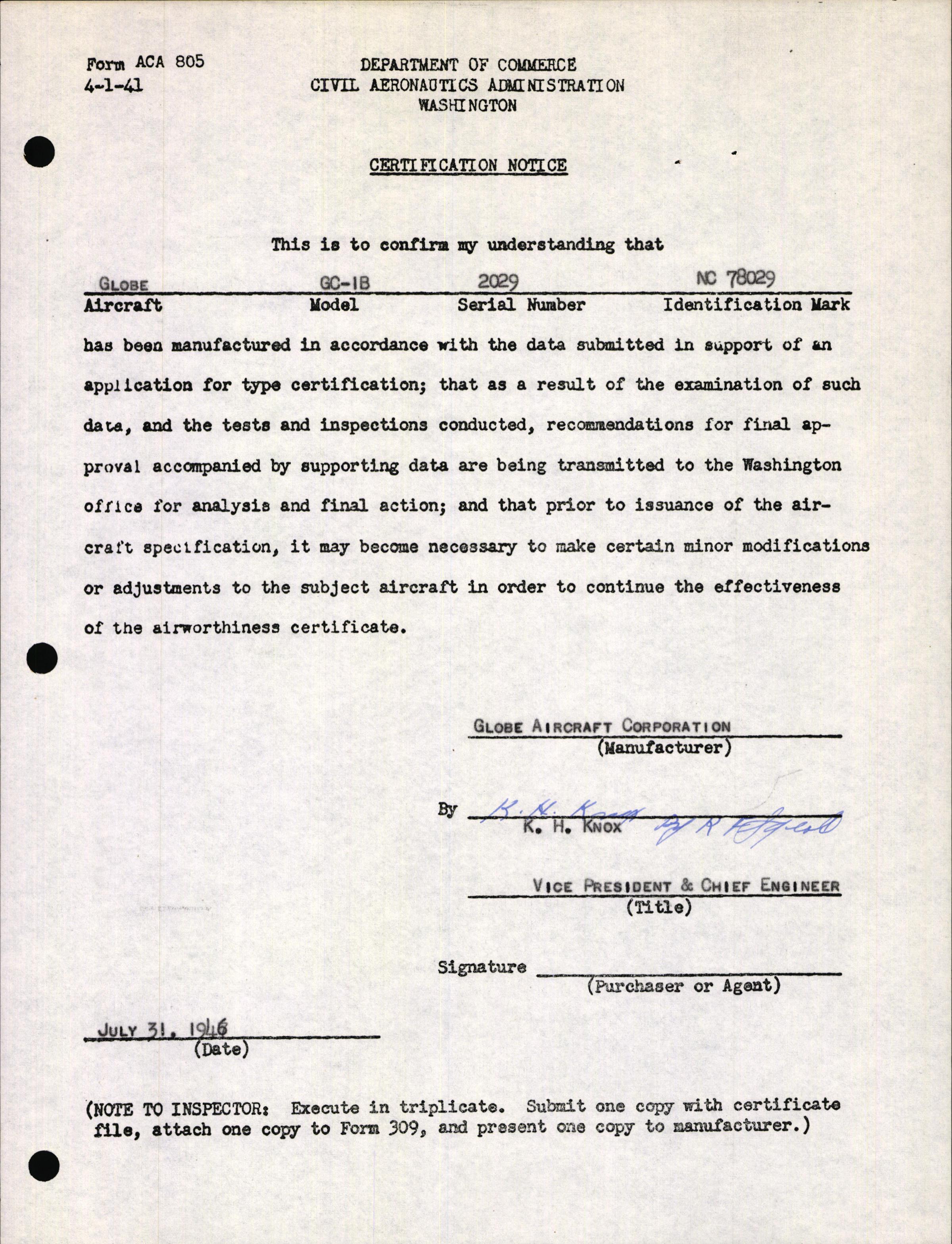 Sample page 5 from AirCorps Library document: Technical Information for Serial Number 2029