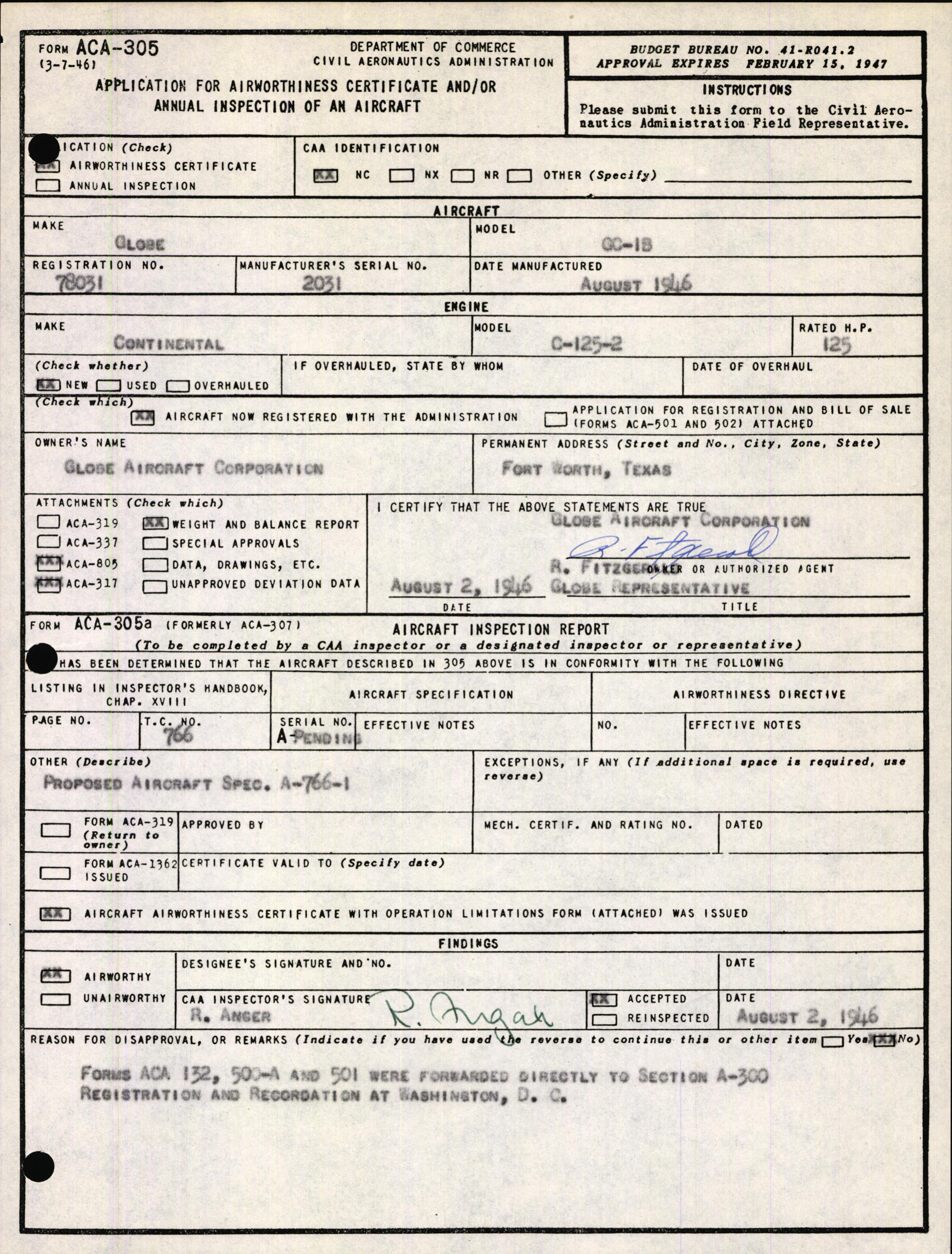 Sample page 3 from AirCorps Library document: Technical Information for Serial Number 2031