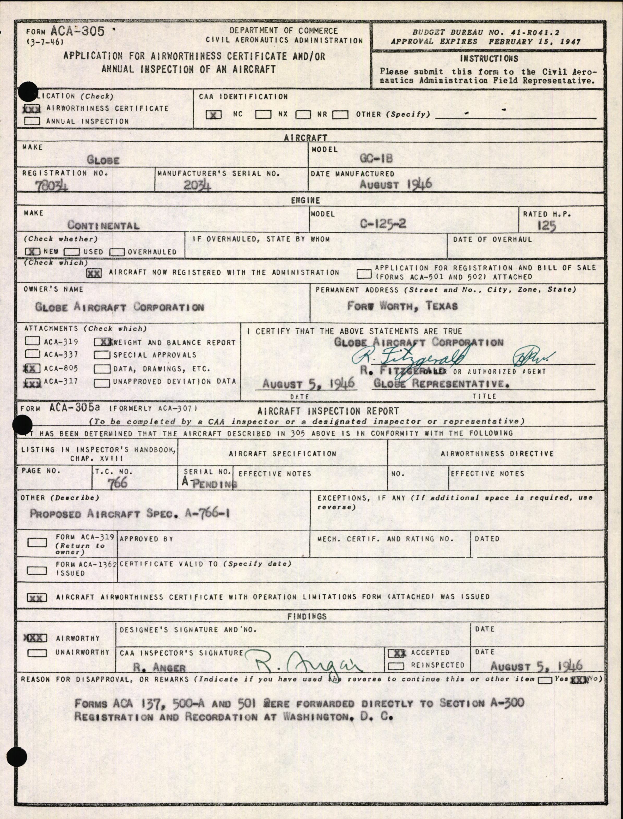 Sample page 3 from AirCorps Library document: Technical Information for Serial Number 2034