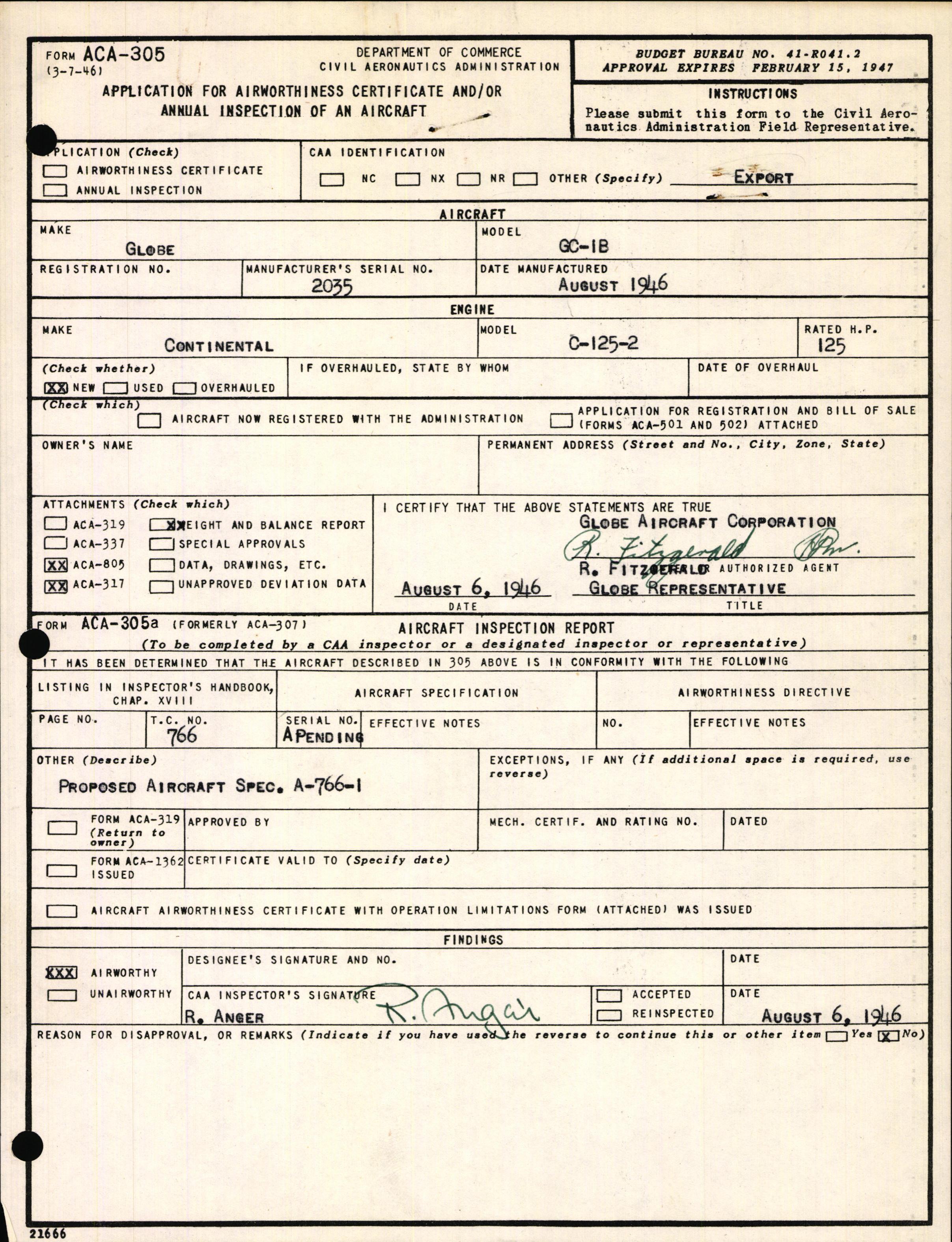 Sample page 3 from AirCorps Library document: Technical Information for Serial Number 2035