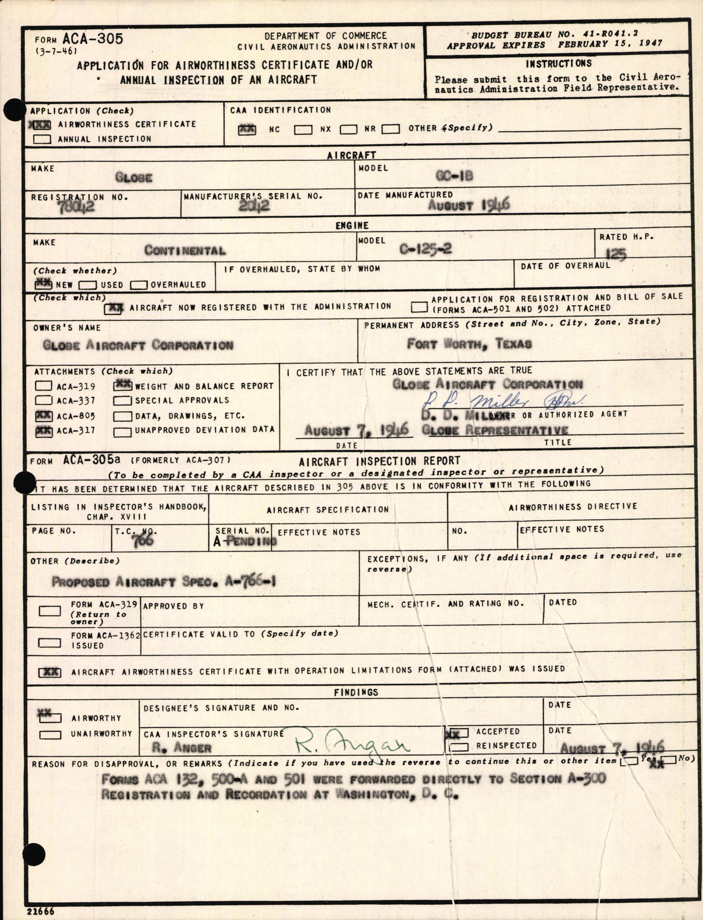 Sample page 3 from AirCorps Library document: Technical Information for Serial Number 2042