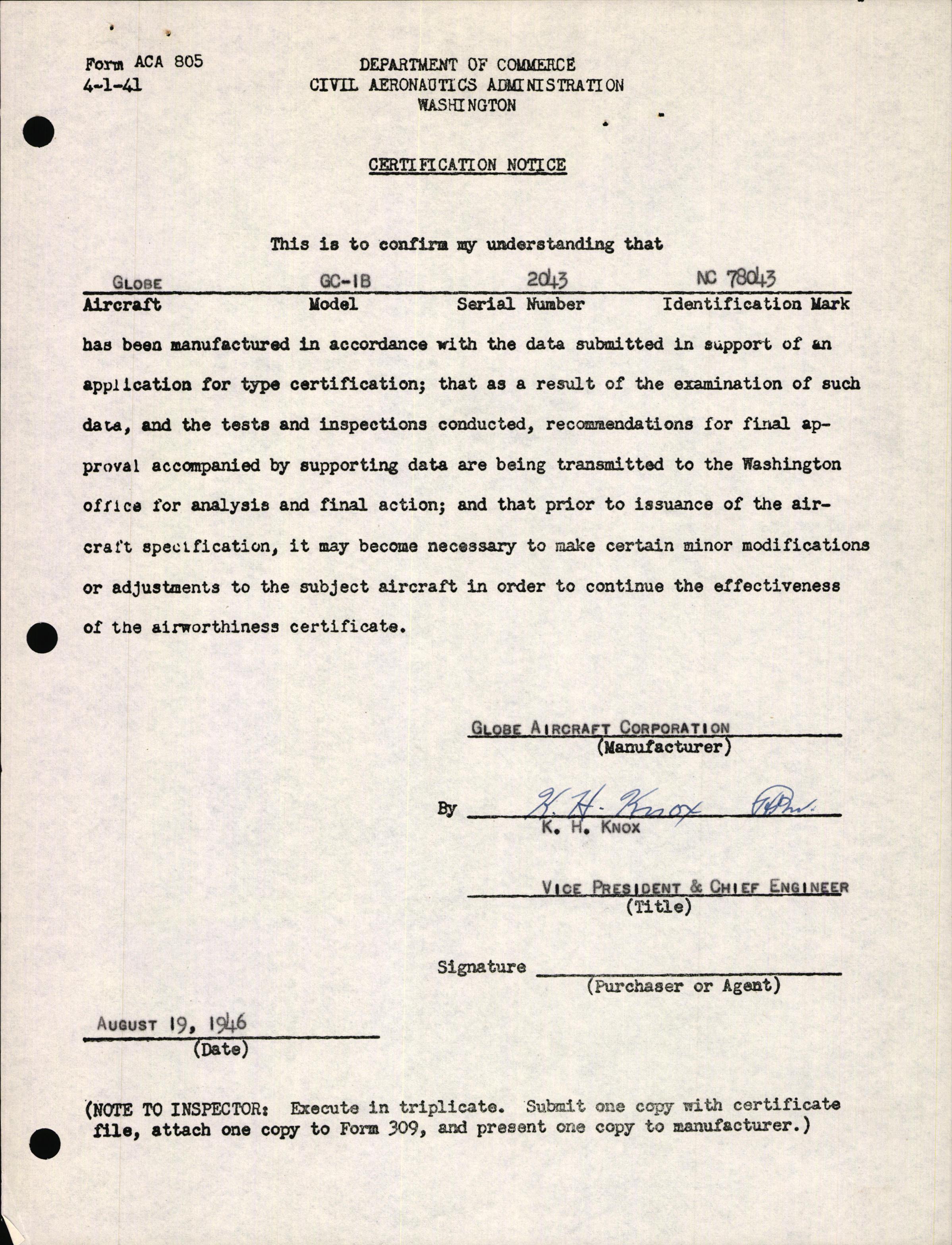 Sample page 3 from AirCorps Library document: Technical Information for Serial Number 2043