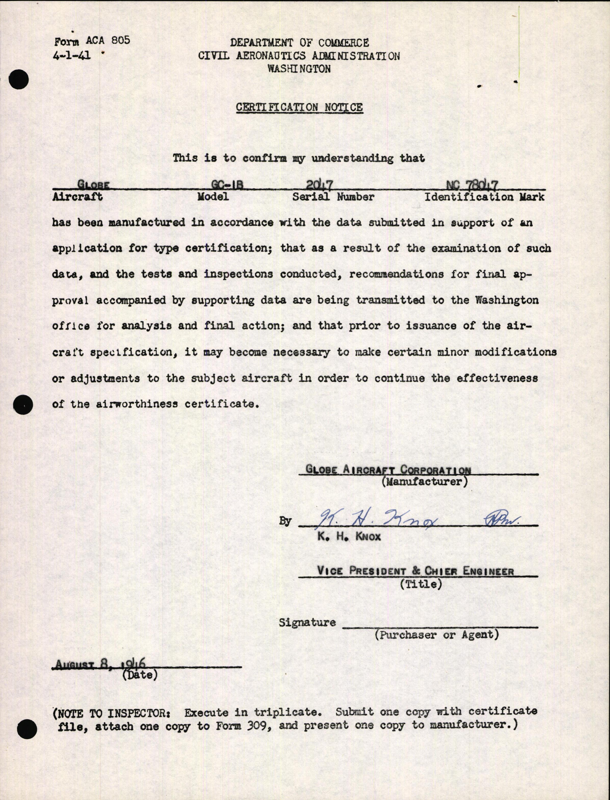 Sample page 3 from AirCorps Library document: Technical Information for Serial Number 2047