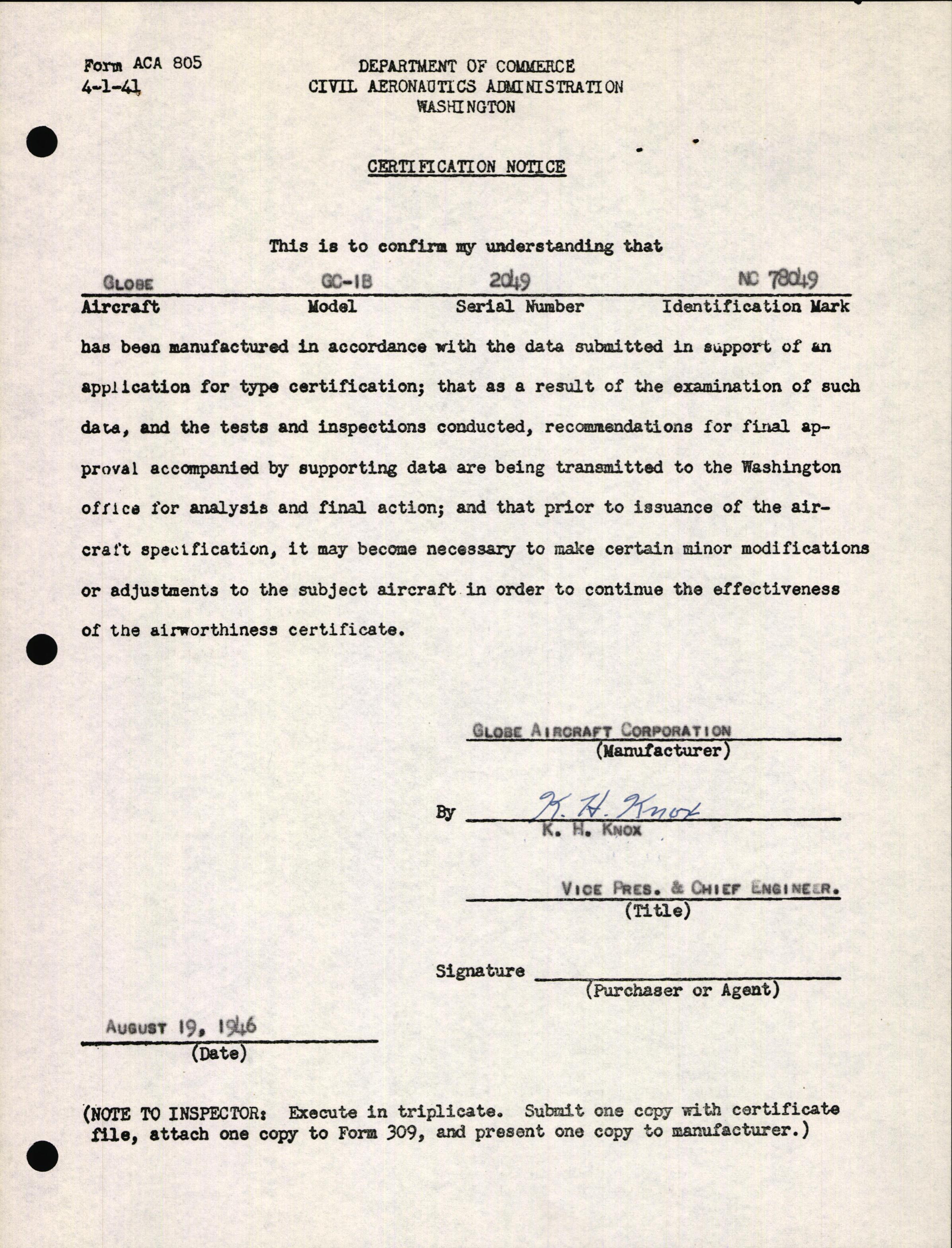 Sample page 3 from AirCorps Library document: Technical Information for Serial Number 2049