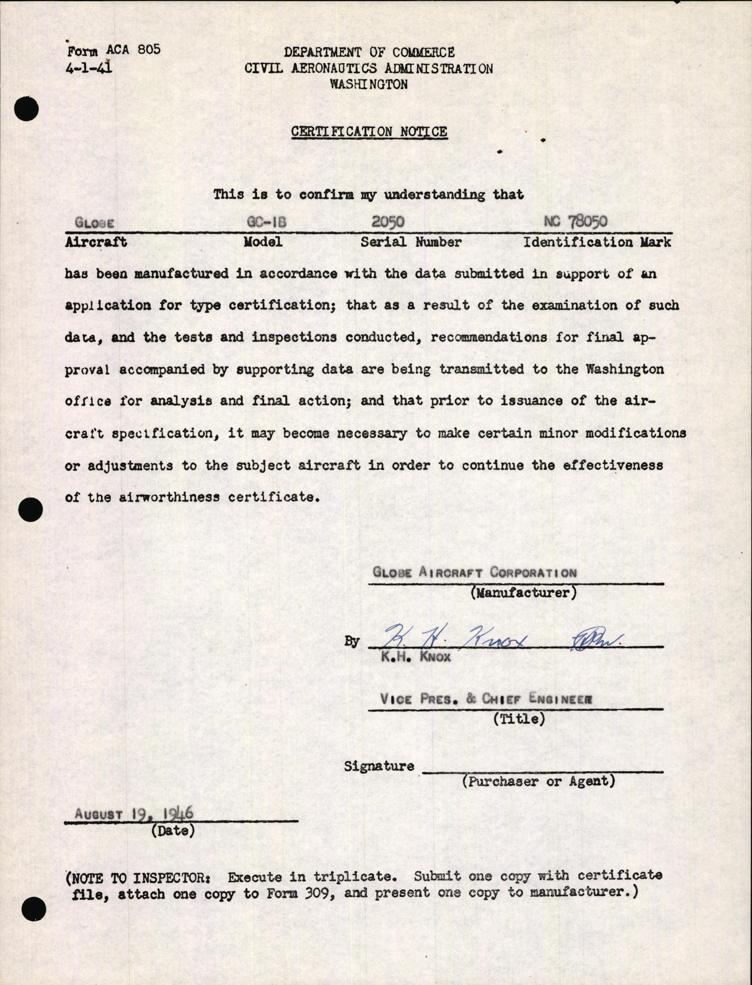 Sample page 3 from AirCorps Library document: Technical Information for Serial Number 2050