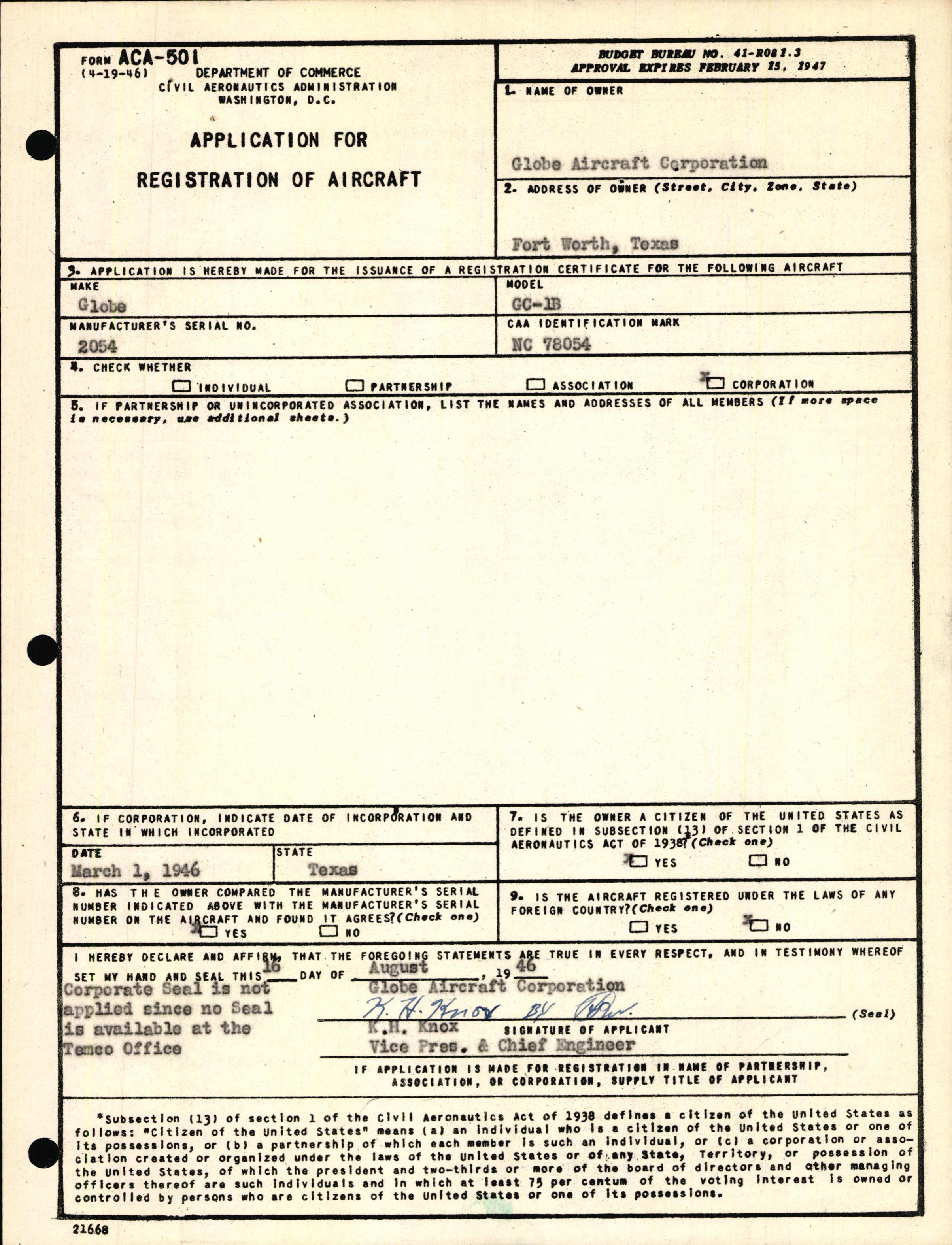 Sample page 3 from AirCorps Library document: Technical Information for Serial Number 2054