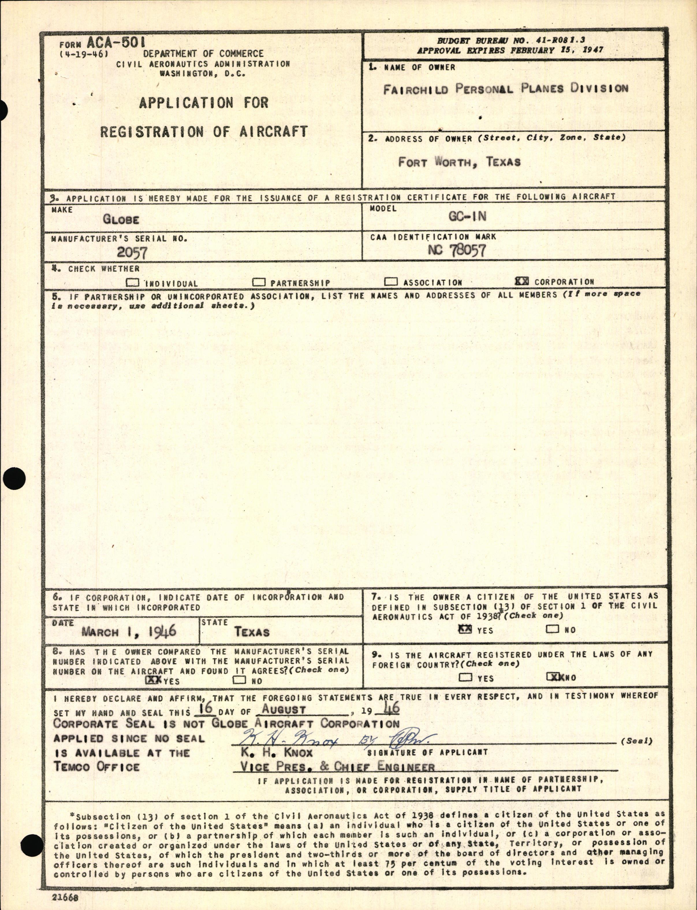 Sample page 3 from AirCorps Library document: Technical Information for Serial Number 2057