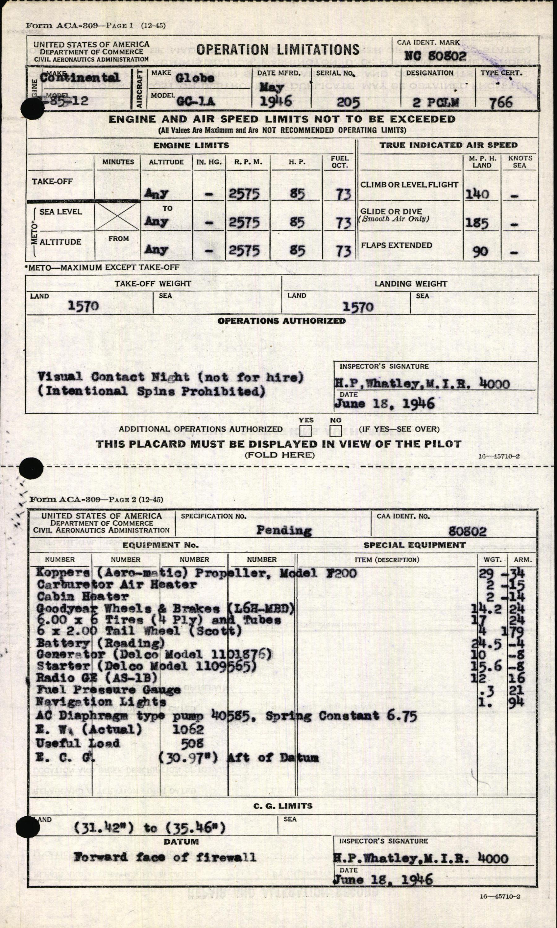 Sample page 5 from AirCorps Library document: Technical Information for Serial Number 205