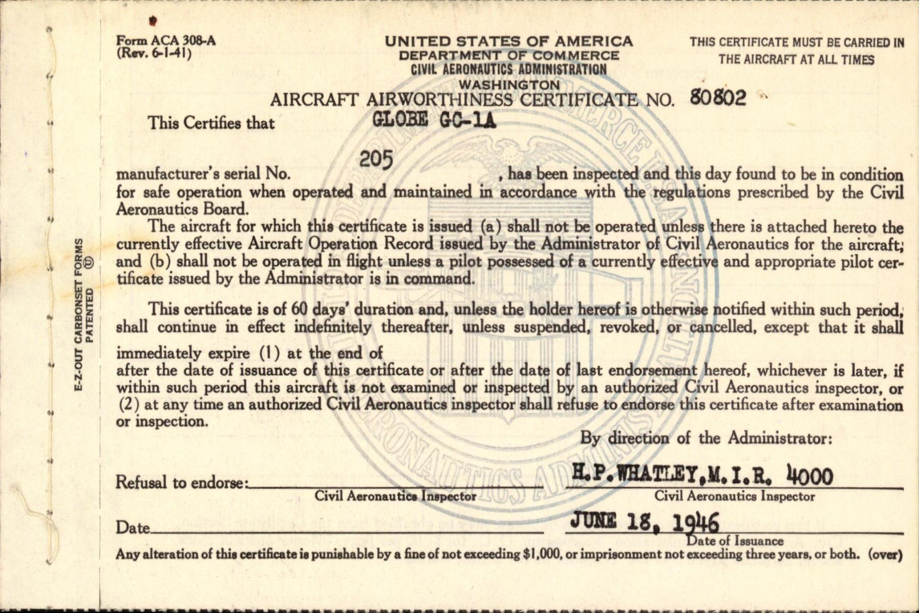 Sample page 7 from AirCorps Library document: Technical Information for Serial Number 205