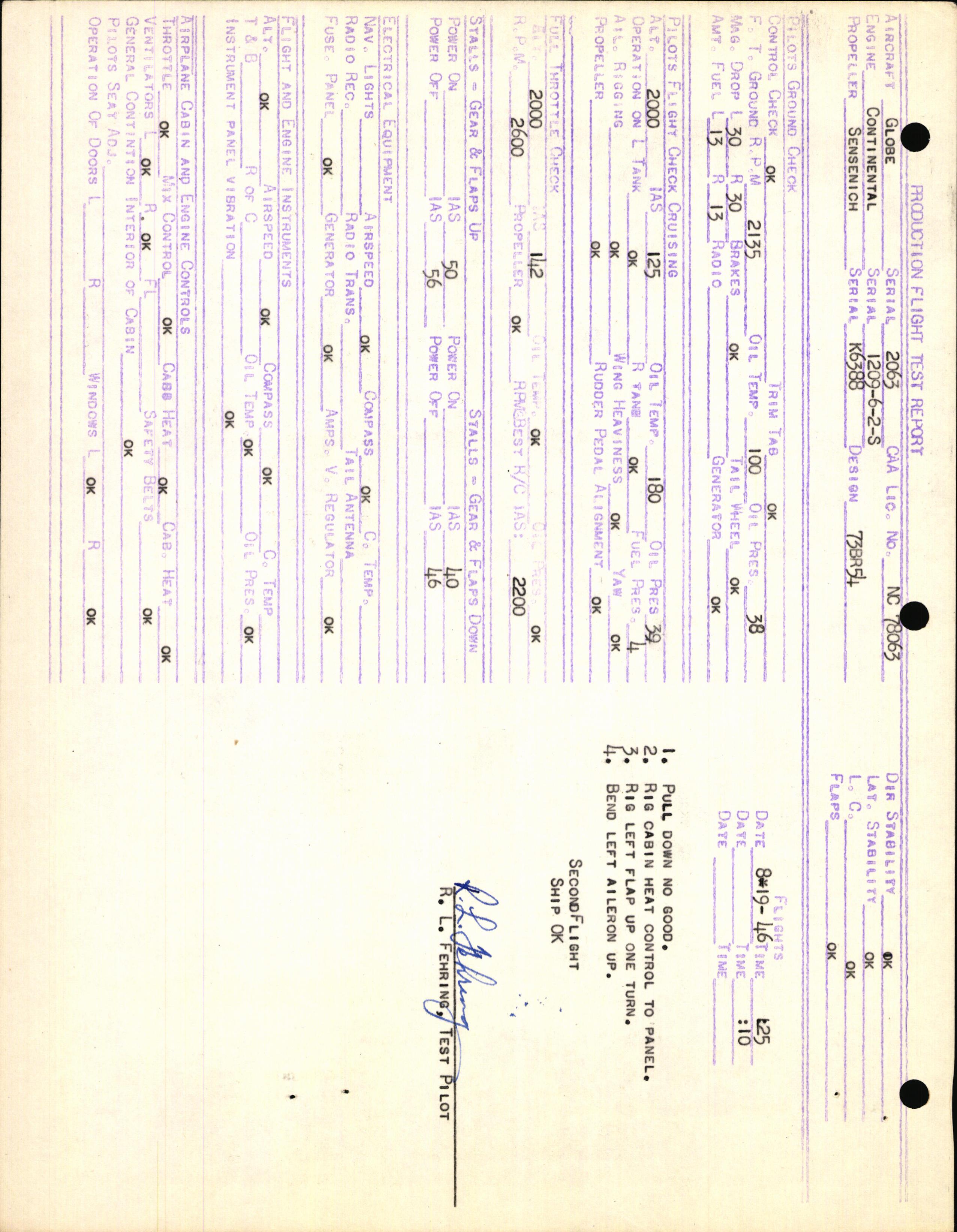 Sample page 3 from AirCorps Library document: Technical Information for Serial Number 2063