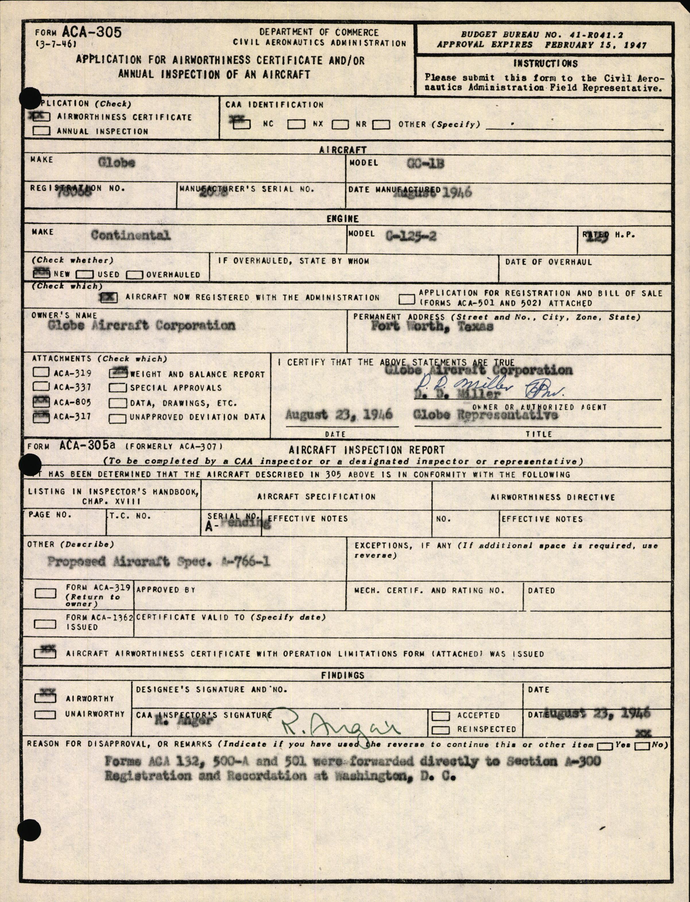 Sample page 3 from AirCorps Library document: Technical Information for Serial Number 2068