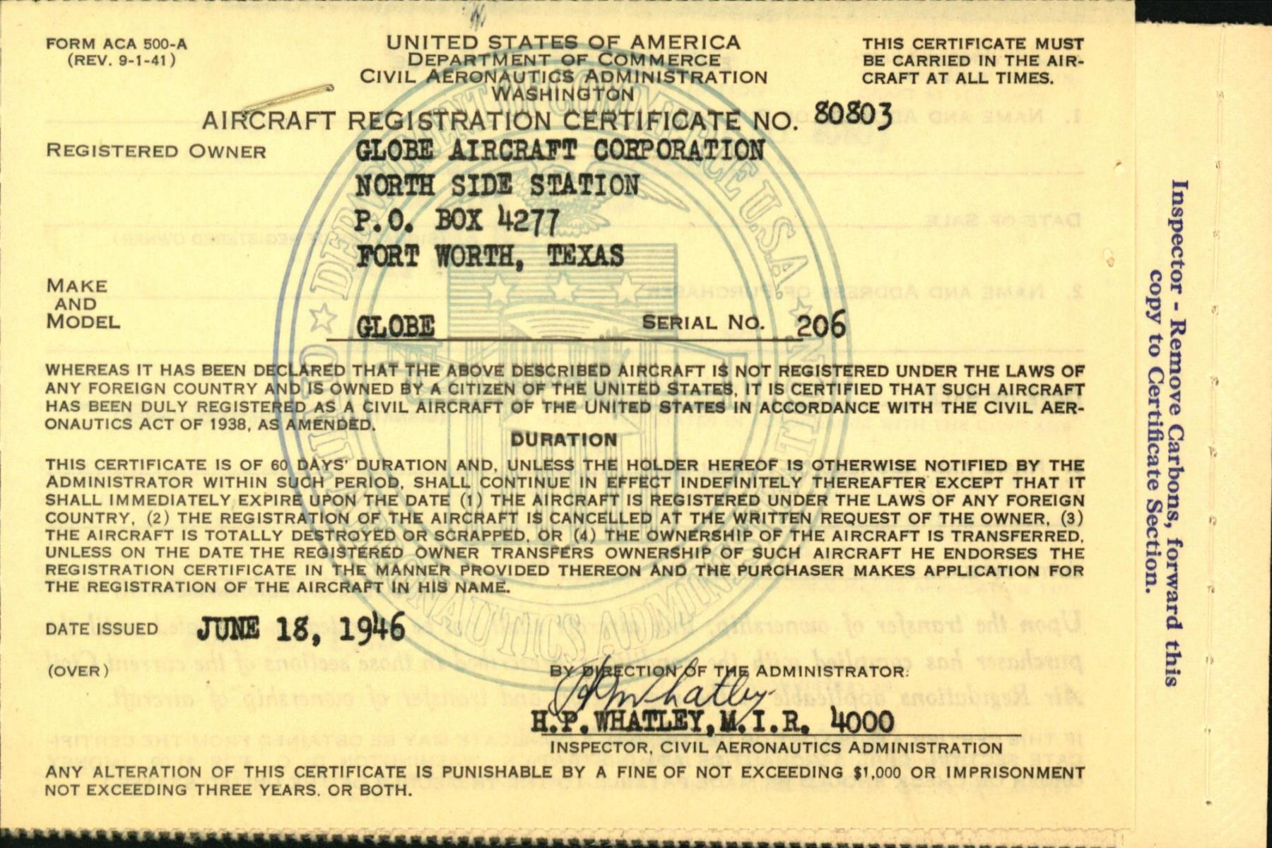 Sample page 3 from AirCorps Library document: Technical Information for Serial Number 206