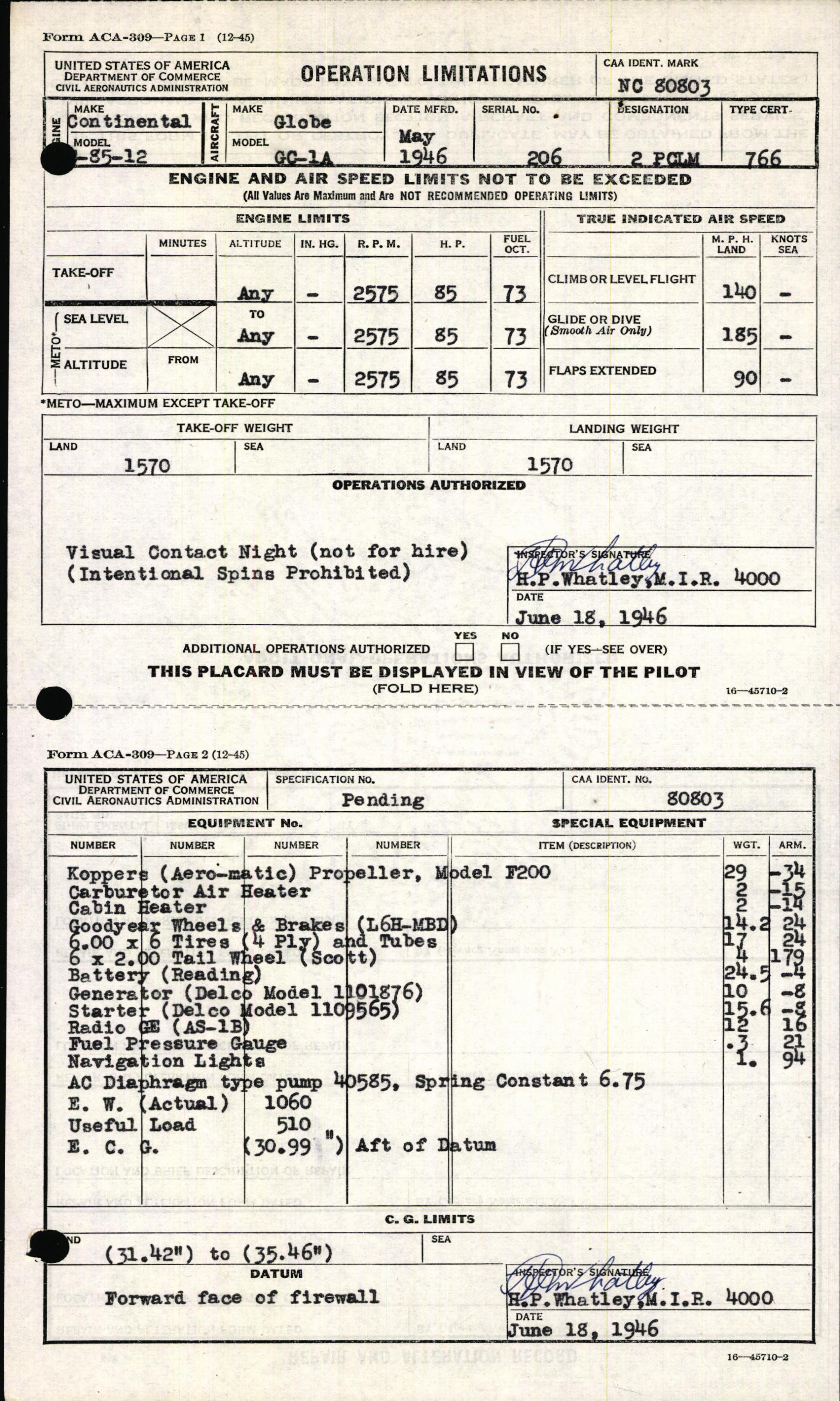 Sample page 7 from AirCorps Library document: Technical Information for Serial Number 206