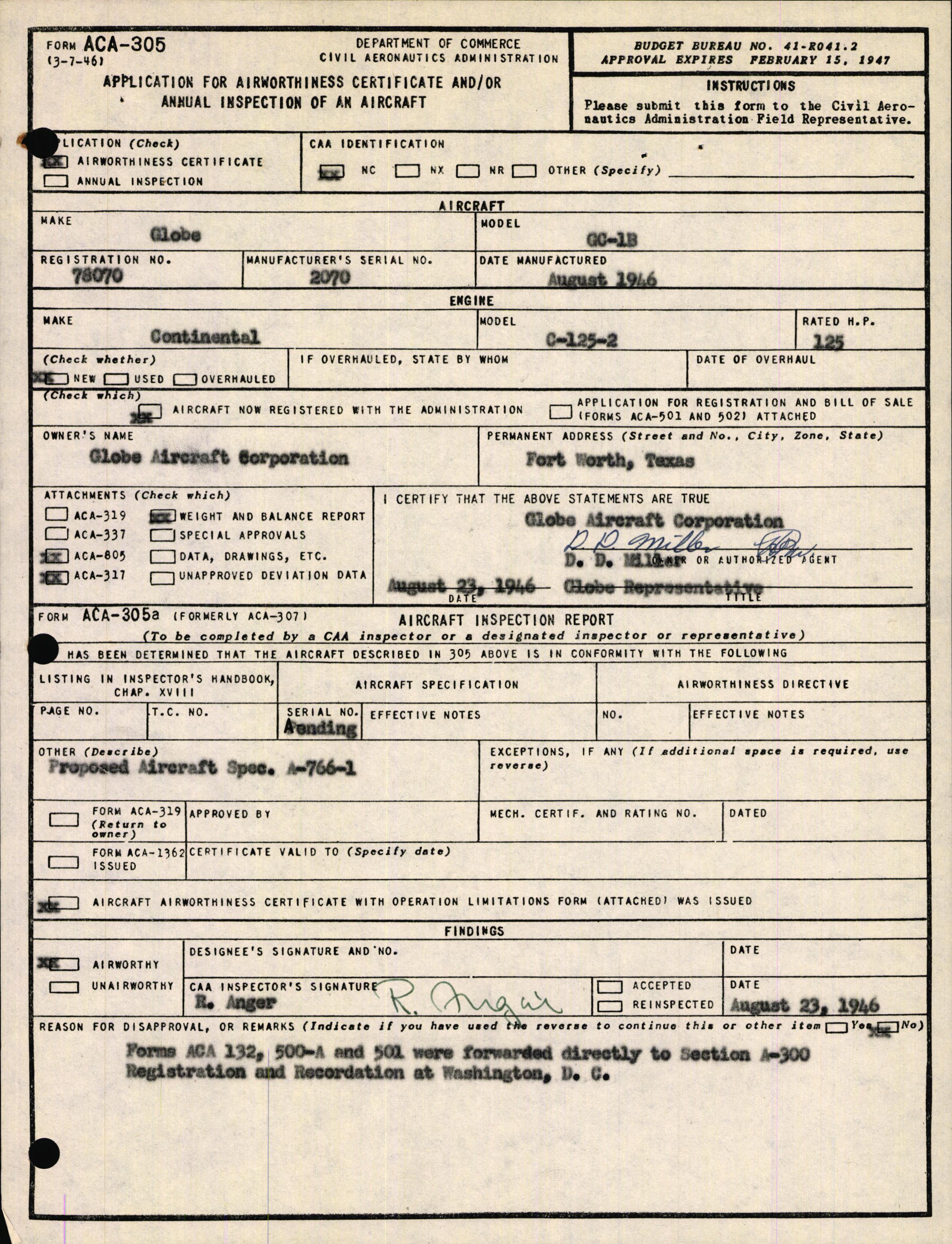 Sample page 3 from AirCorps Library document: Technical Information for Serial Number 2070