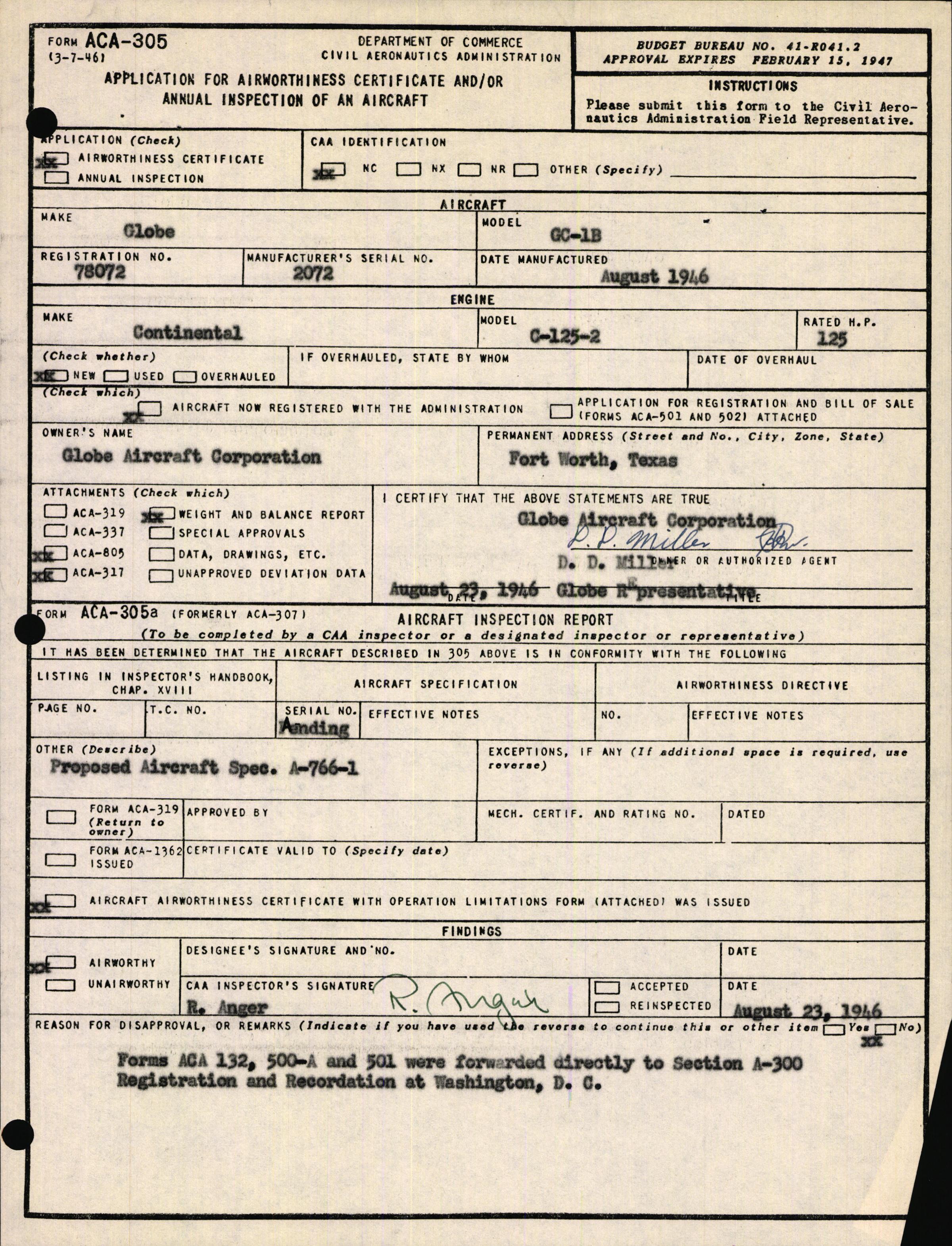 Sample page 3 from AirCorps Library document: Technical Information for Serial Number 2072