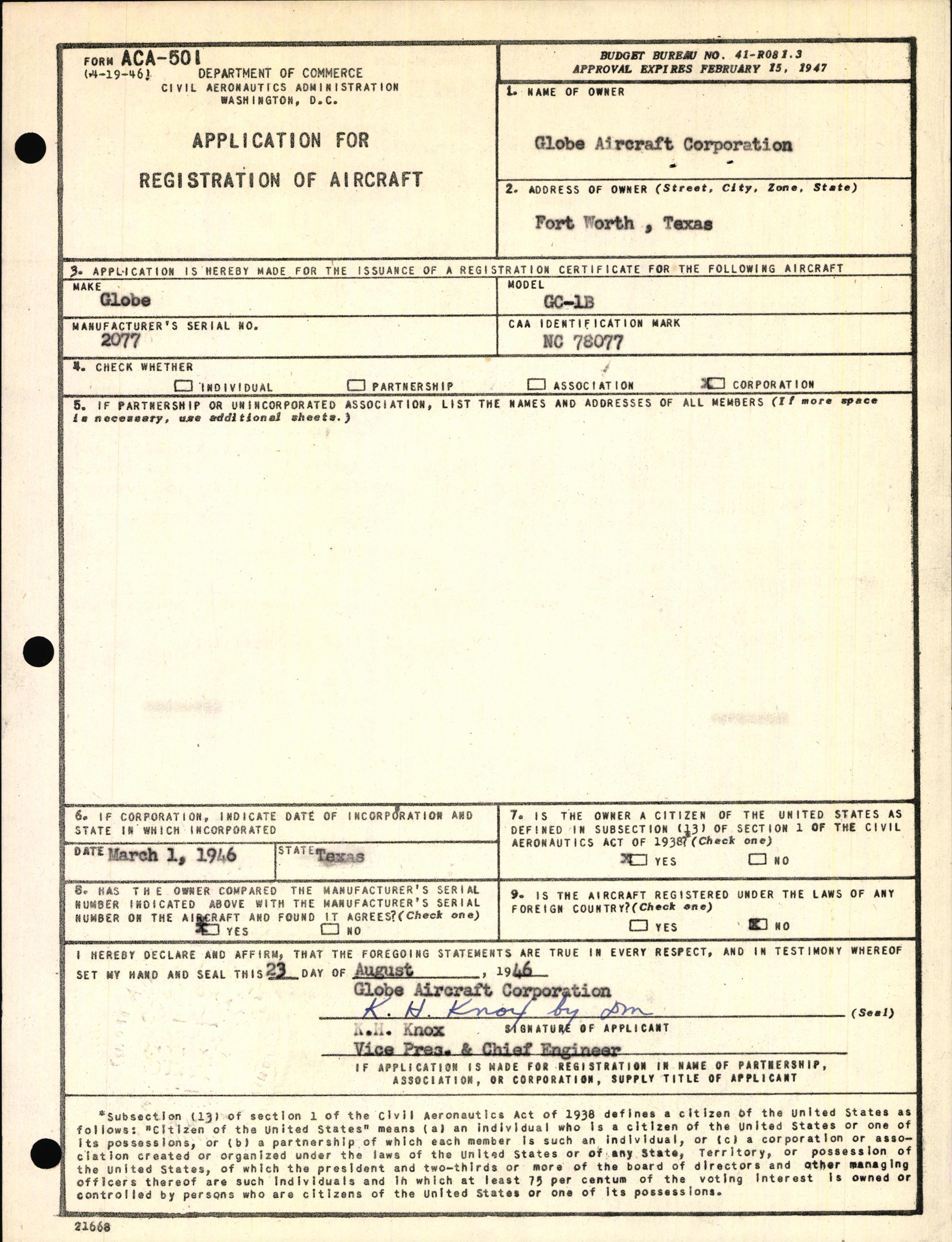 Sample page 3 from AirCorps Library document: Technical Information for Serial Number 2077