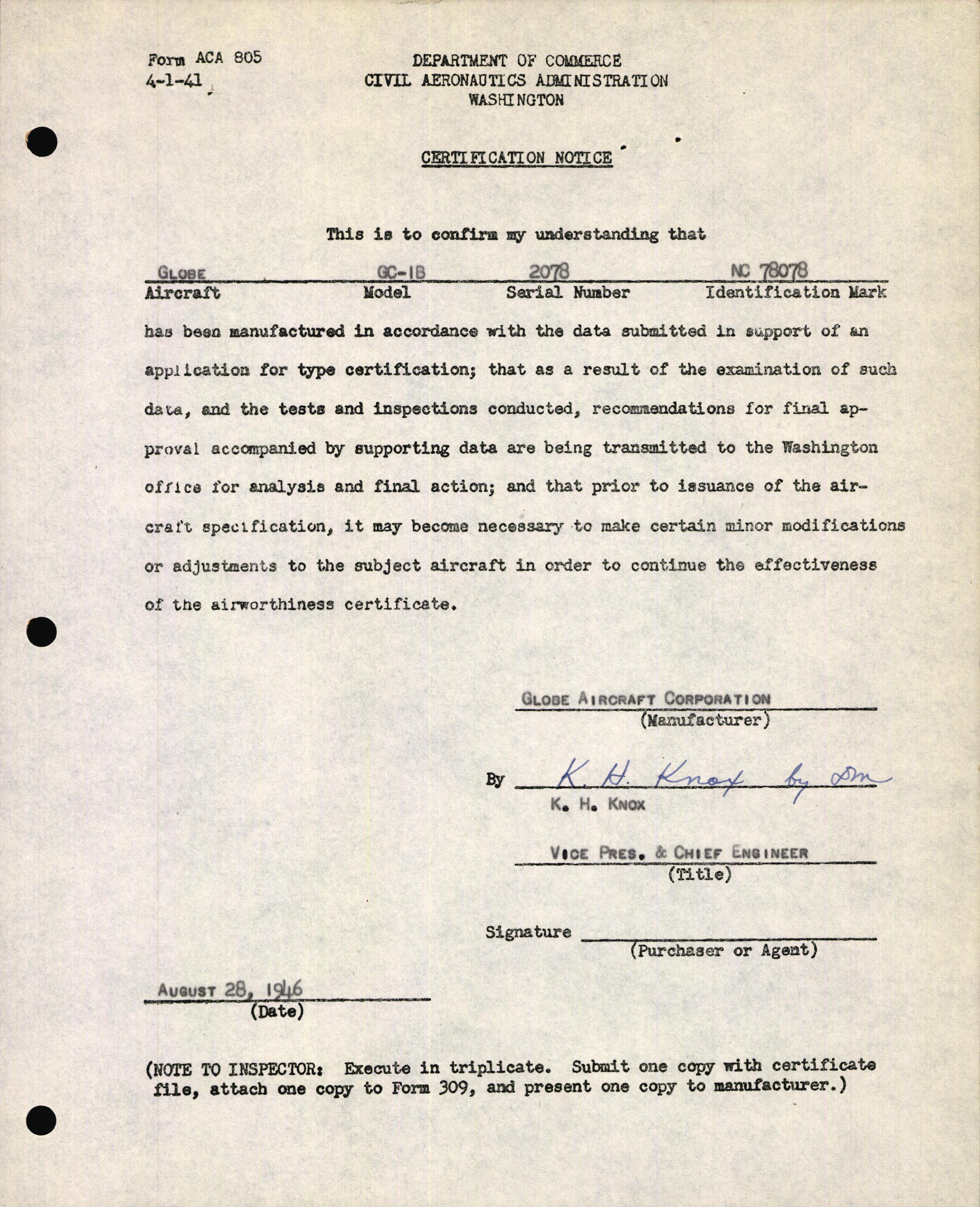 Sample page 3 from AirCorps Library document: Technical Information for Serial Number 2078