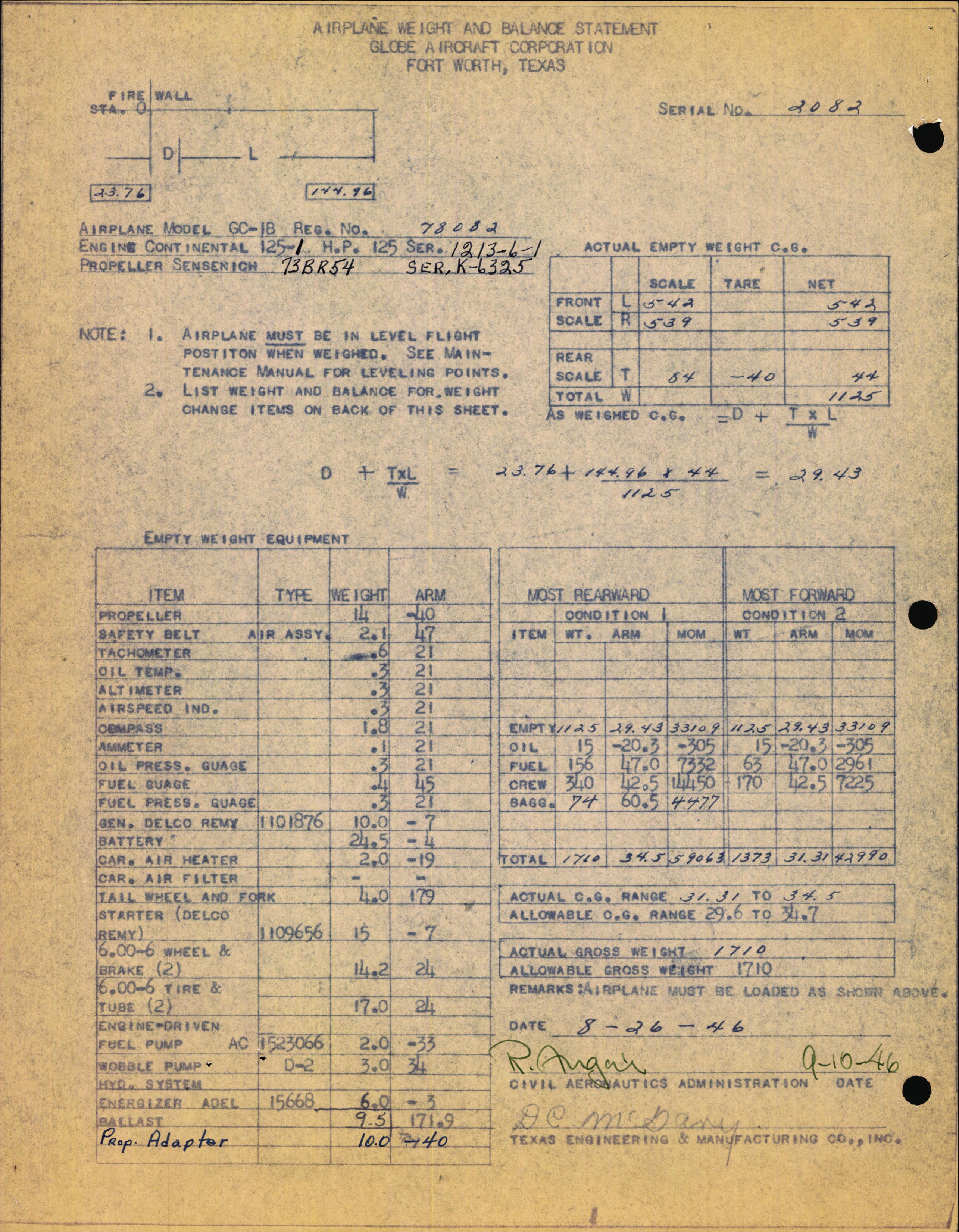 Sample page 3 from AirCorps Library document: Technical Information for Serial Number 2082