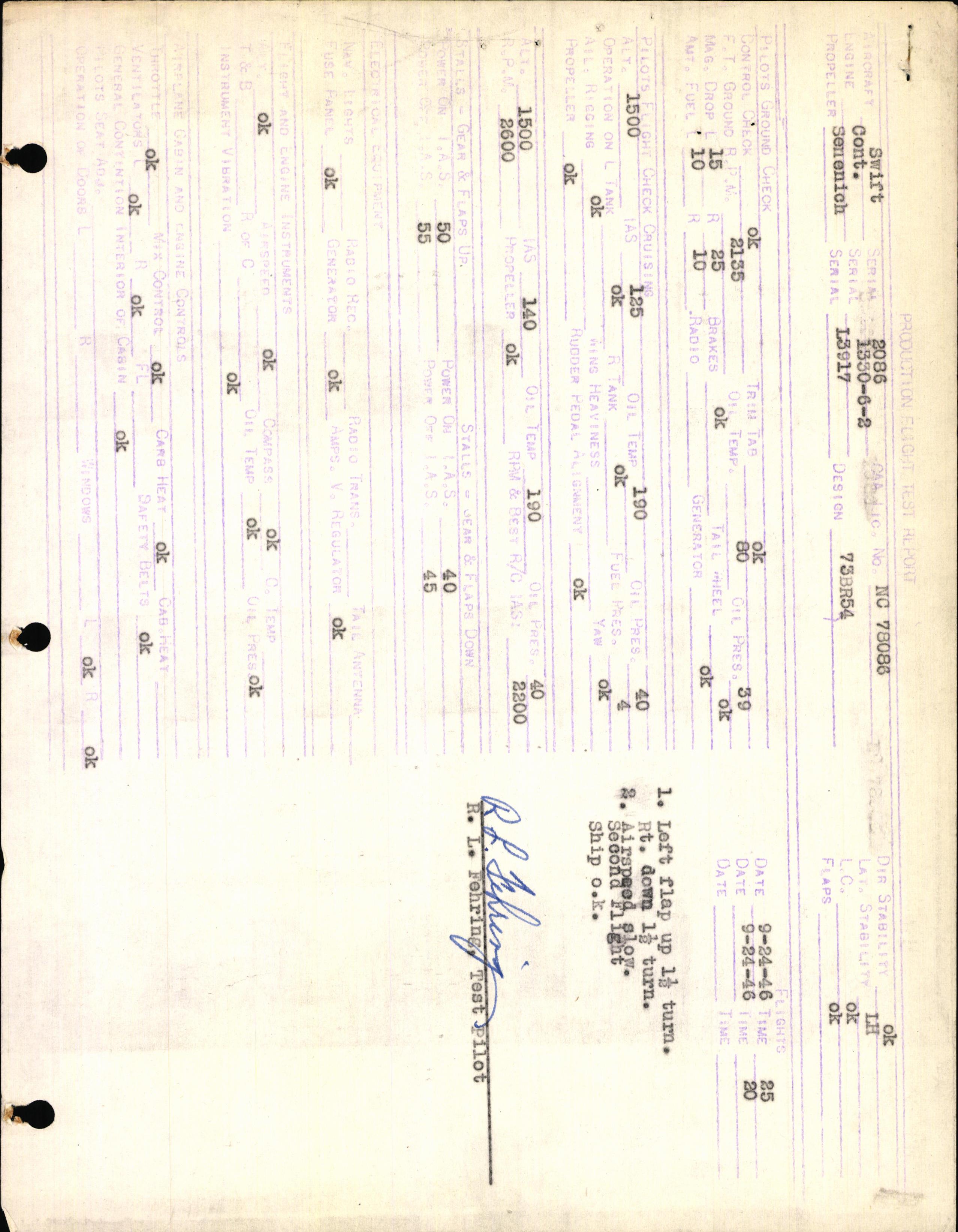 Sample page 3 from AirCorps Library document: Technical Information for Serial Number 2086
