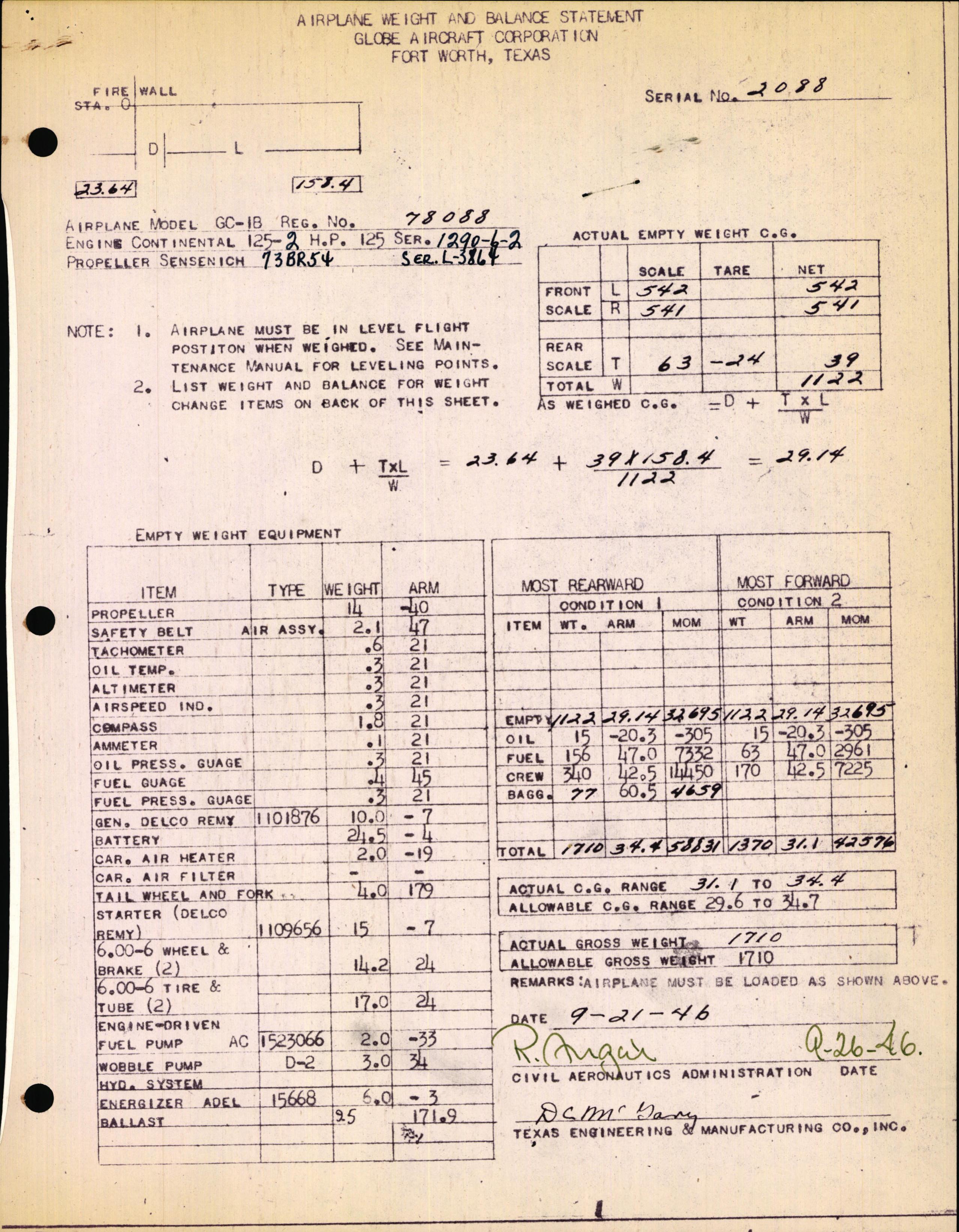 Sample page 3 from AirCorps Library document: Technical Information for Serial Number 2088