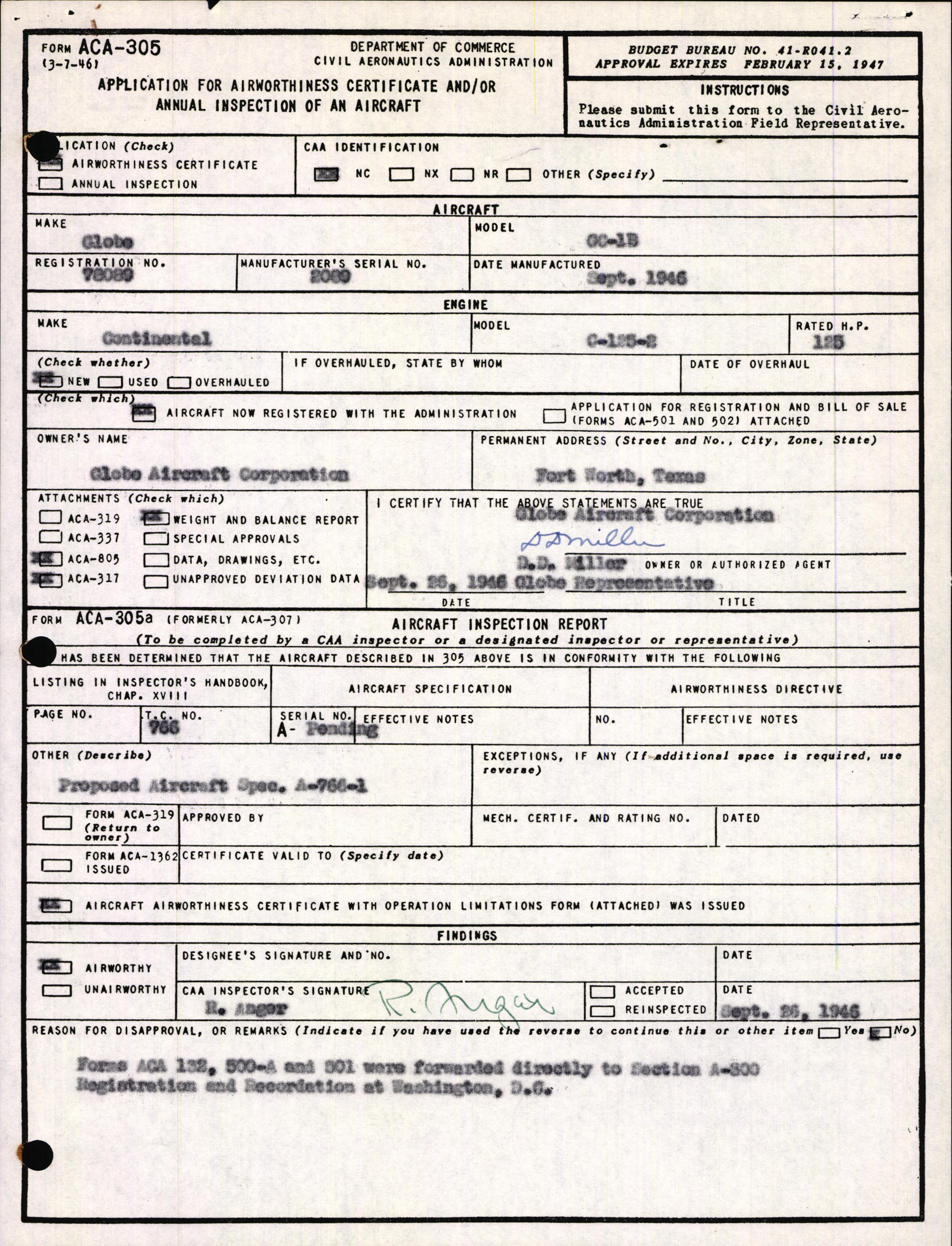 Sample page 3 from AirCorps Library document: Technical Information for Serial Number 2089