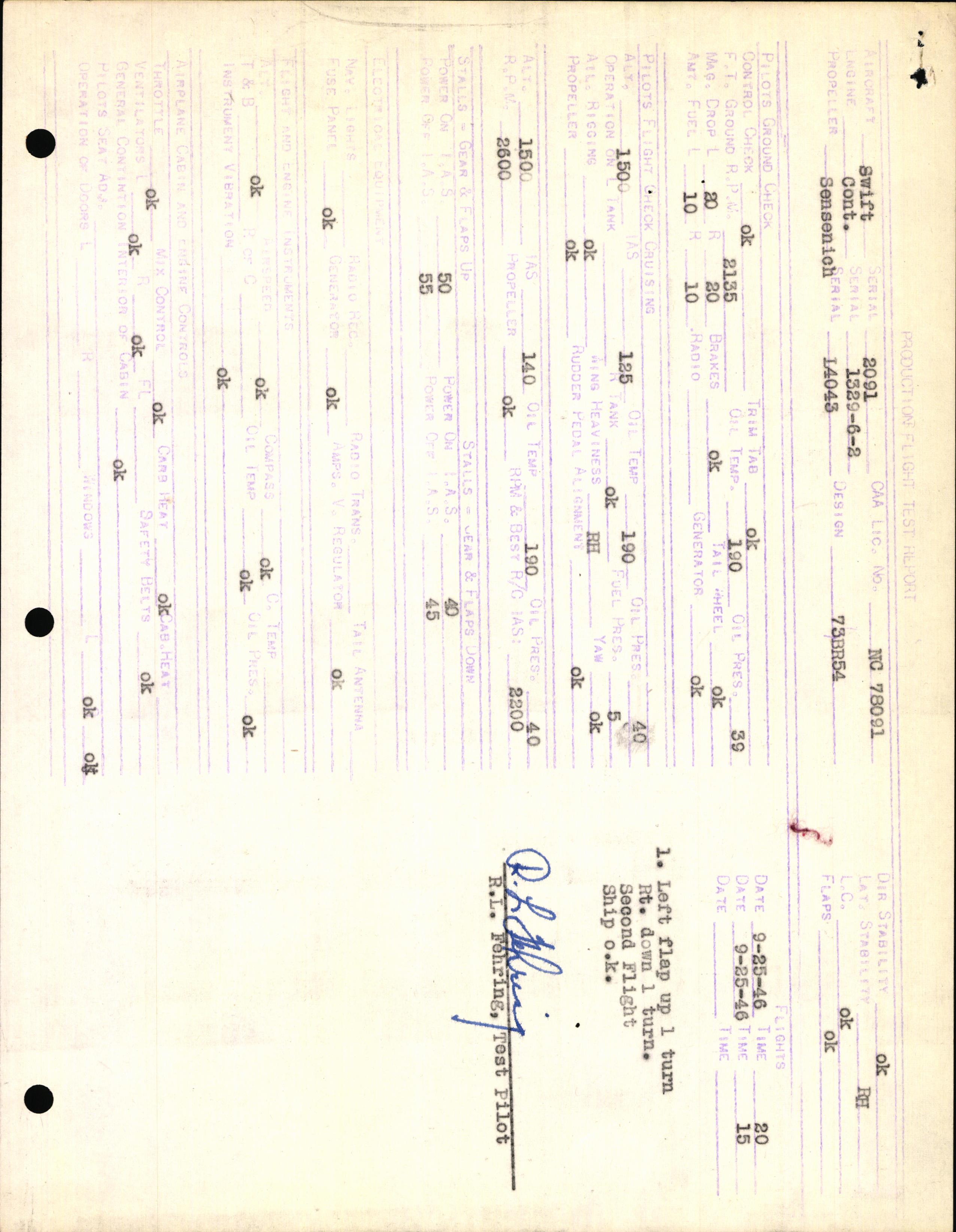 Sample page 3 from AirCorps Library document: Technical Information for Serial Number 2091