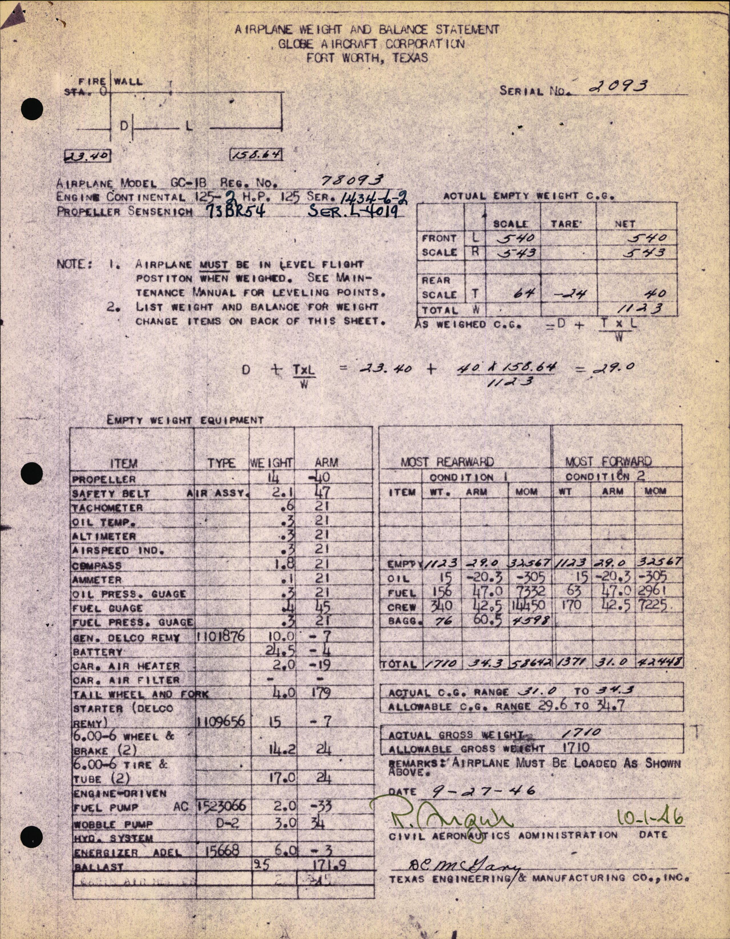 Sample page 3 from AirCorps Library document: Technical Information for Serial Number 2093