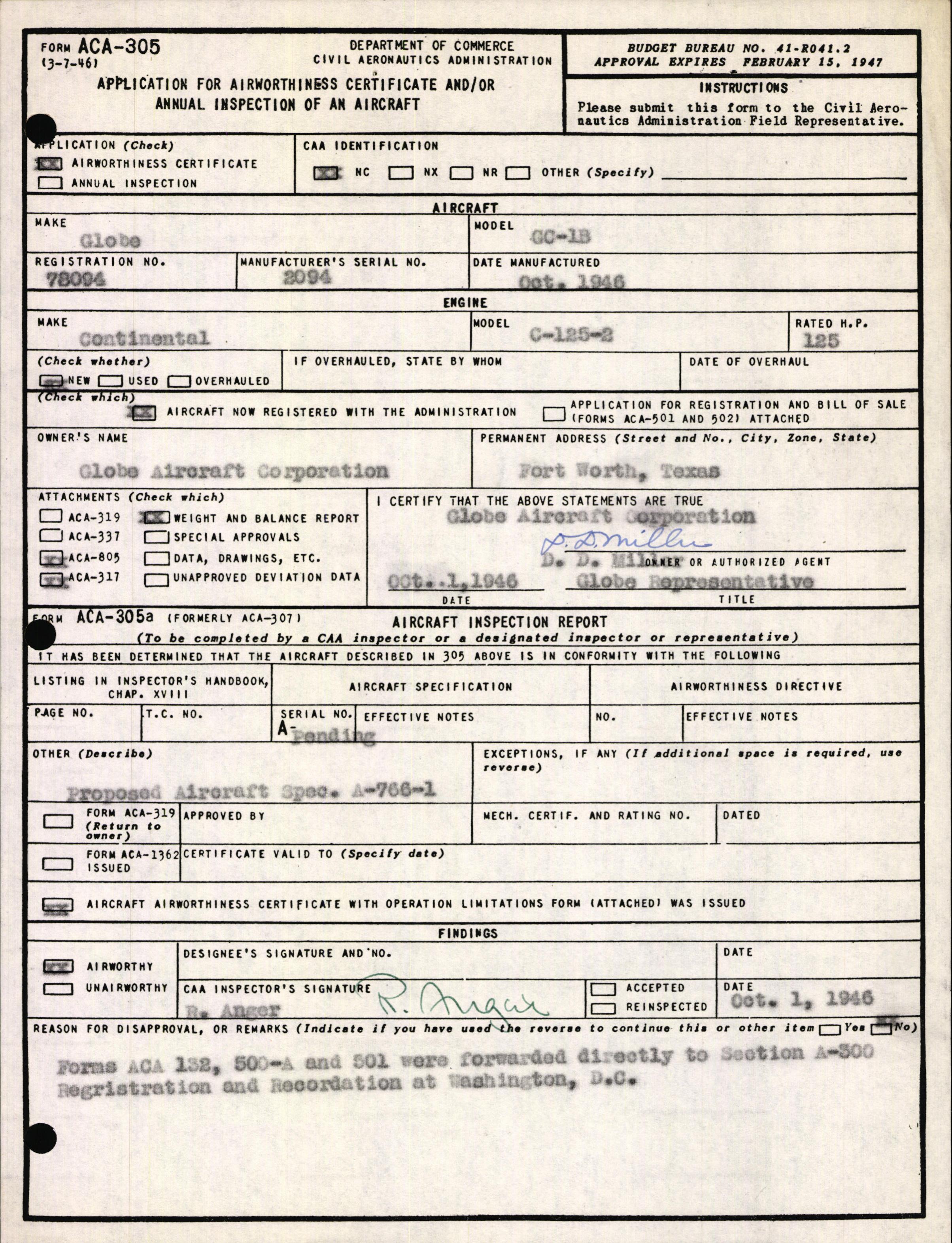 Sample page 5 from AirCorps Library document: Technical Information for Serial Number 2094