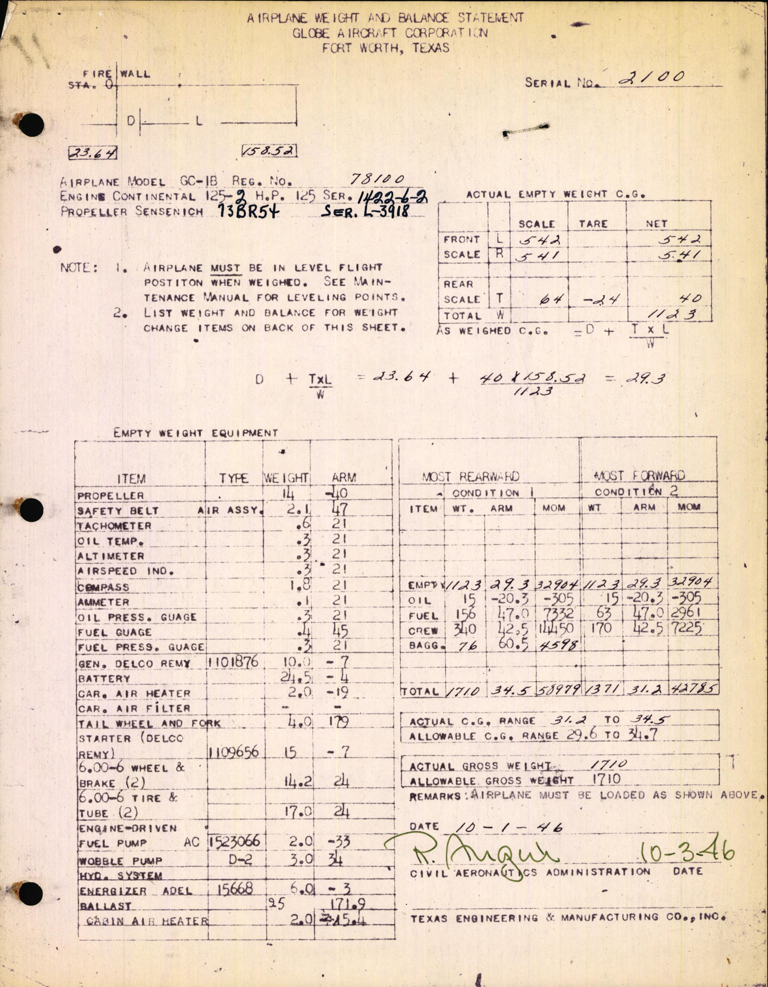 Sample page 3 from AirCorps Library document: Technical Information for Serial Number 2100