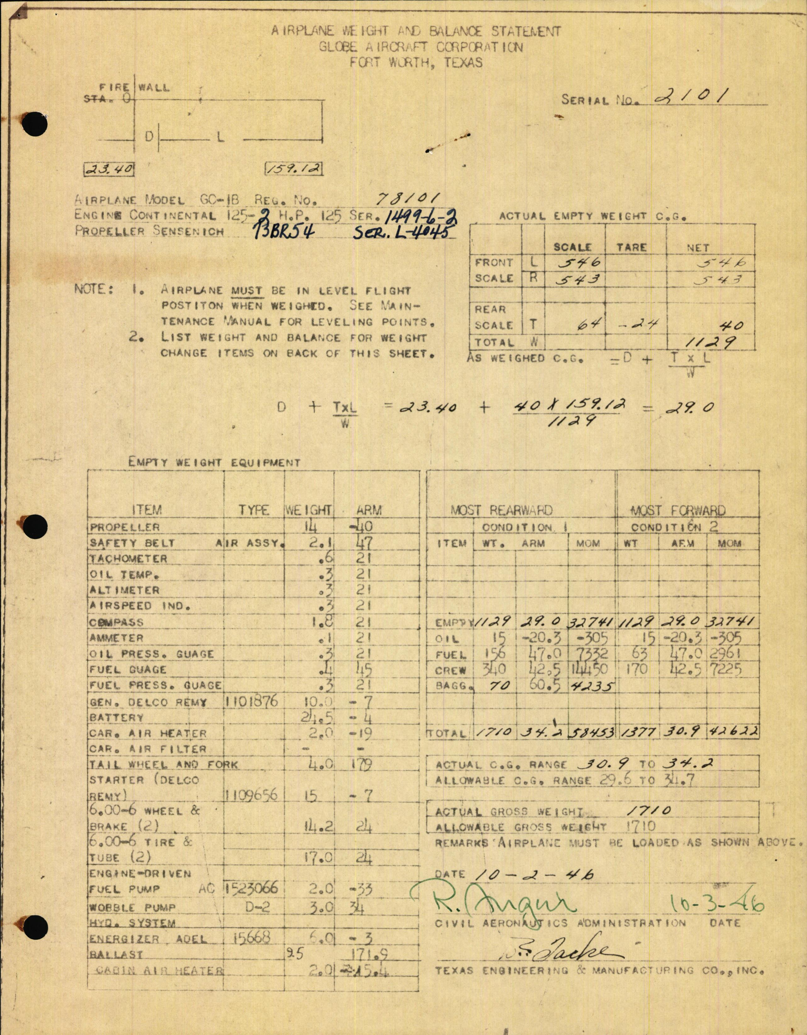Sample page 3 from AirCorps Library document: Technical Information for Serial Number 2101