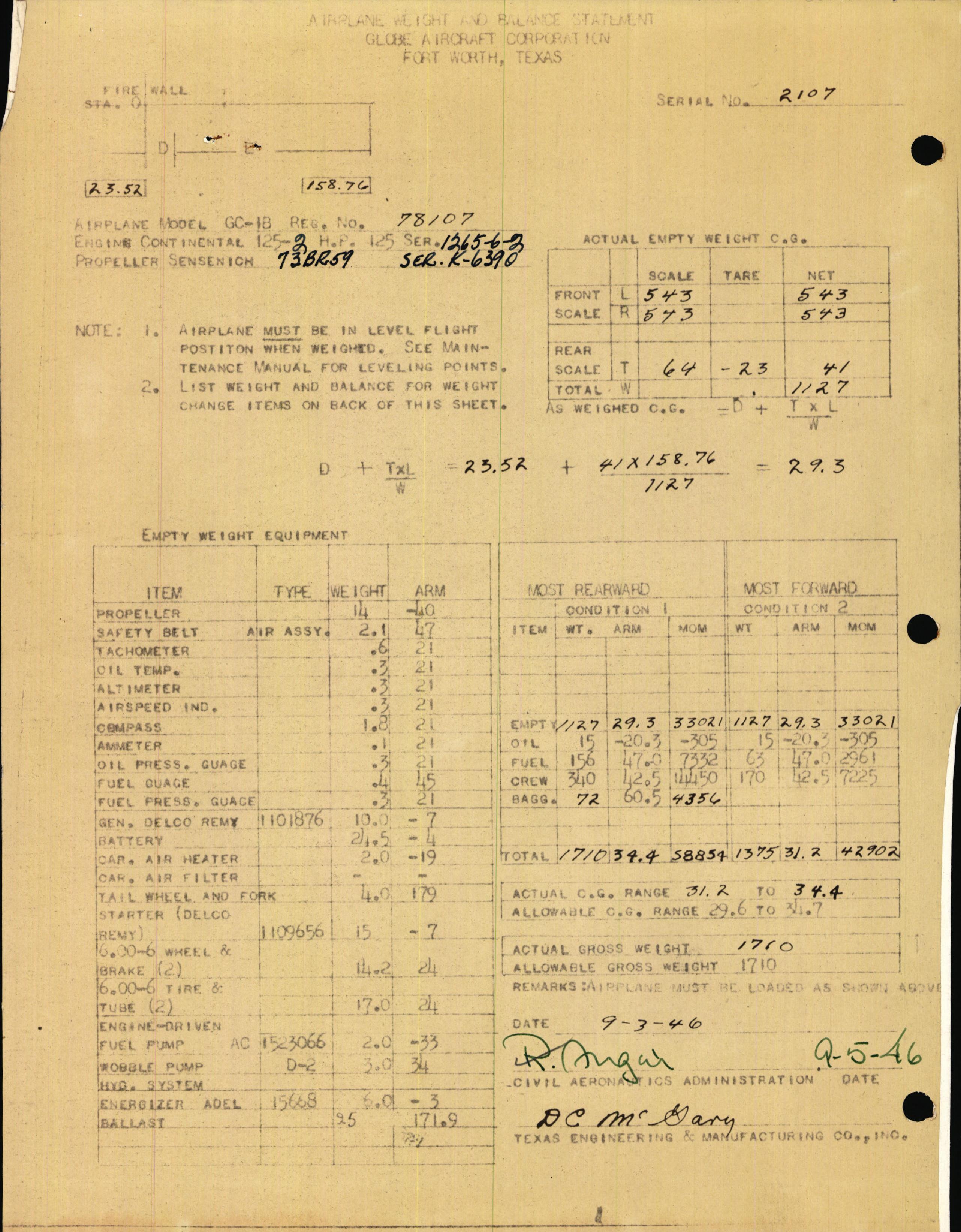 Sample page 3 from AirCorps Library document: Technical Information for Serial Number 2107