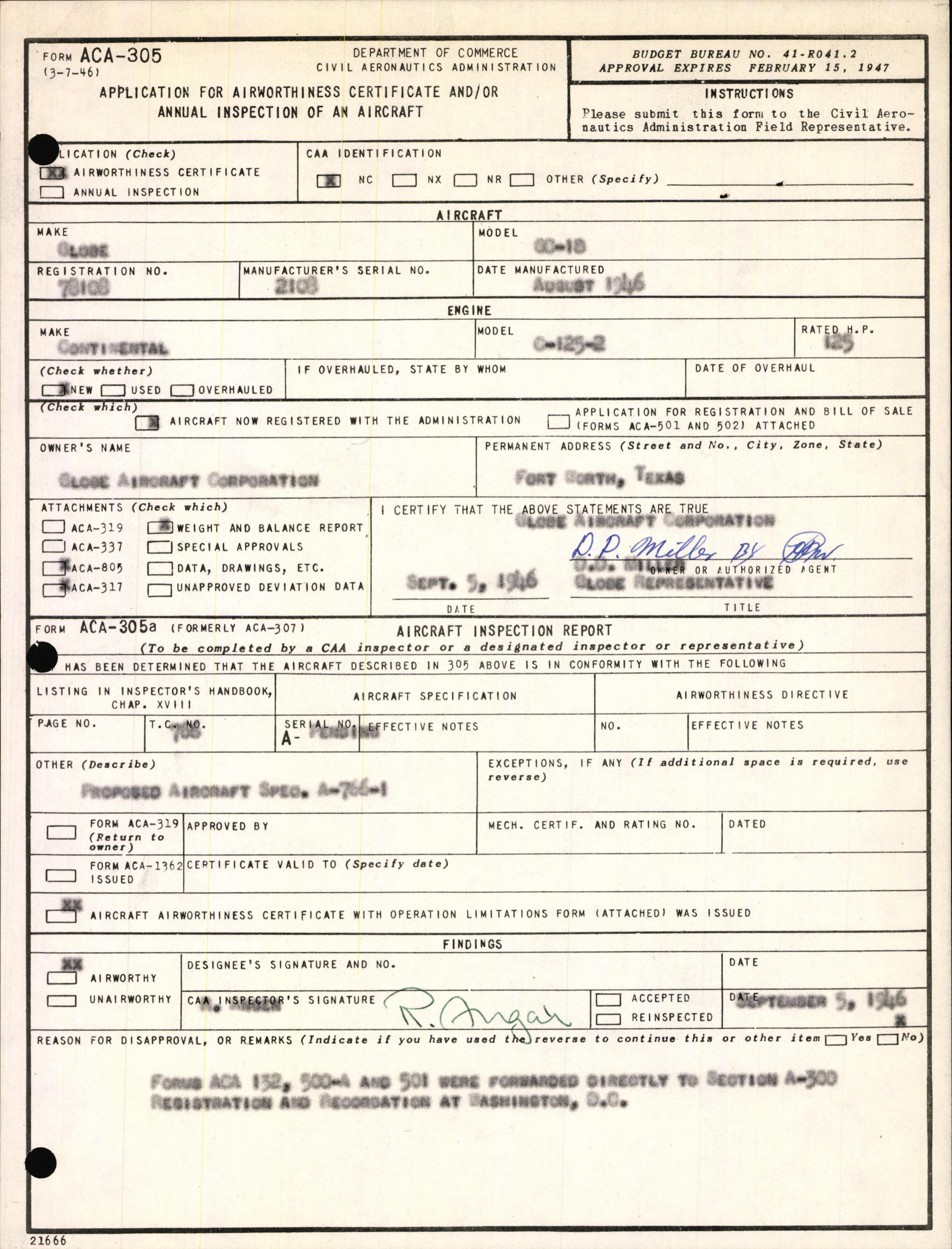 Sample page 3 from AirCorps Library document: Technical Information for Serial Number 2108