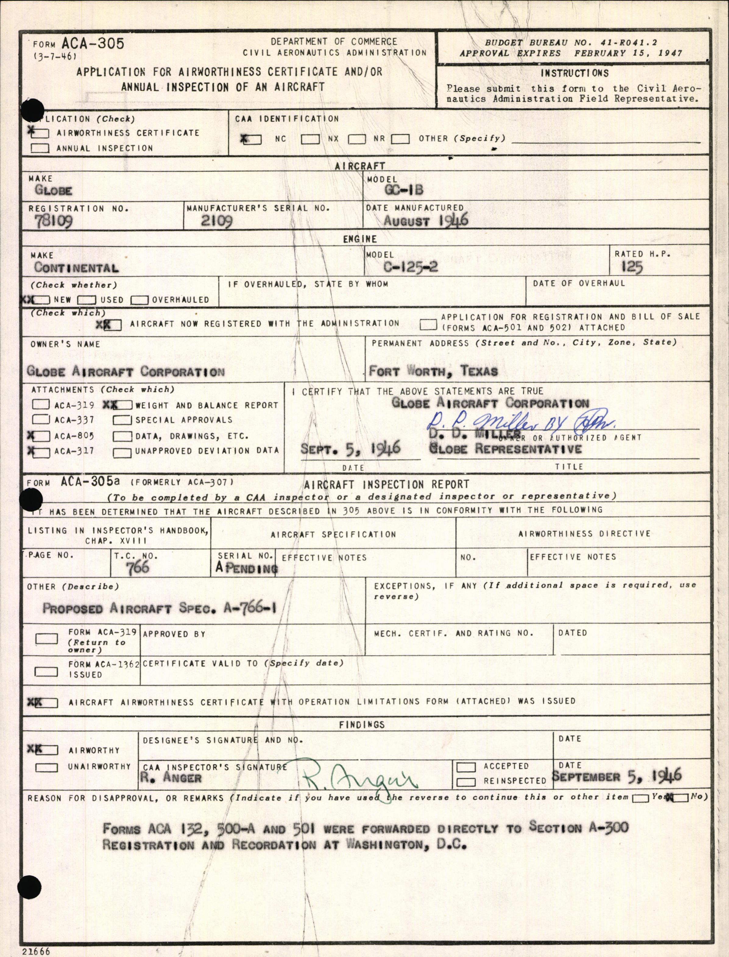 Sample page 3 from AirCorps Library document: Technical Information for Serial Number 2109