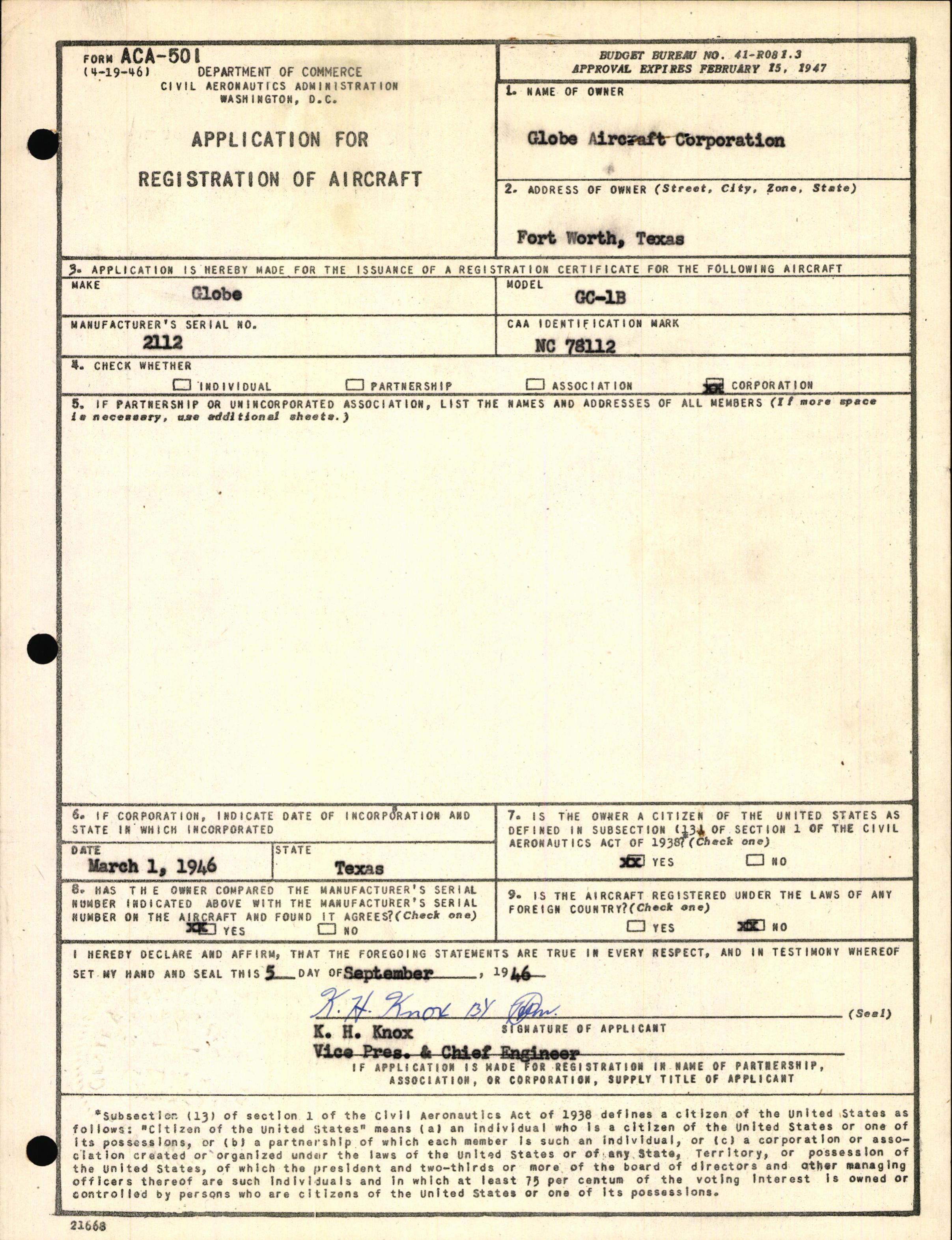 Sample page 3 from AirCorps Library document: Technical Information for Serial Number 2112