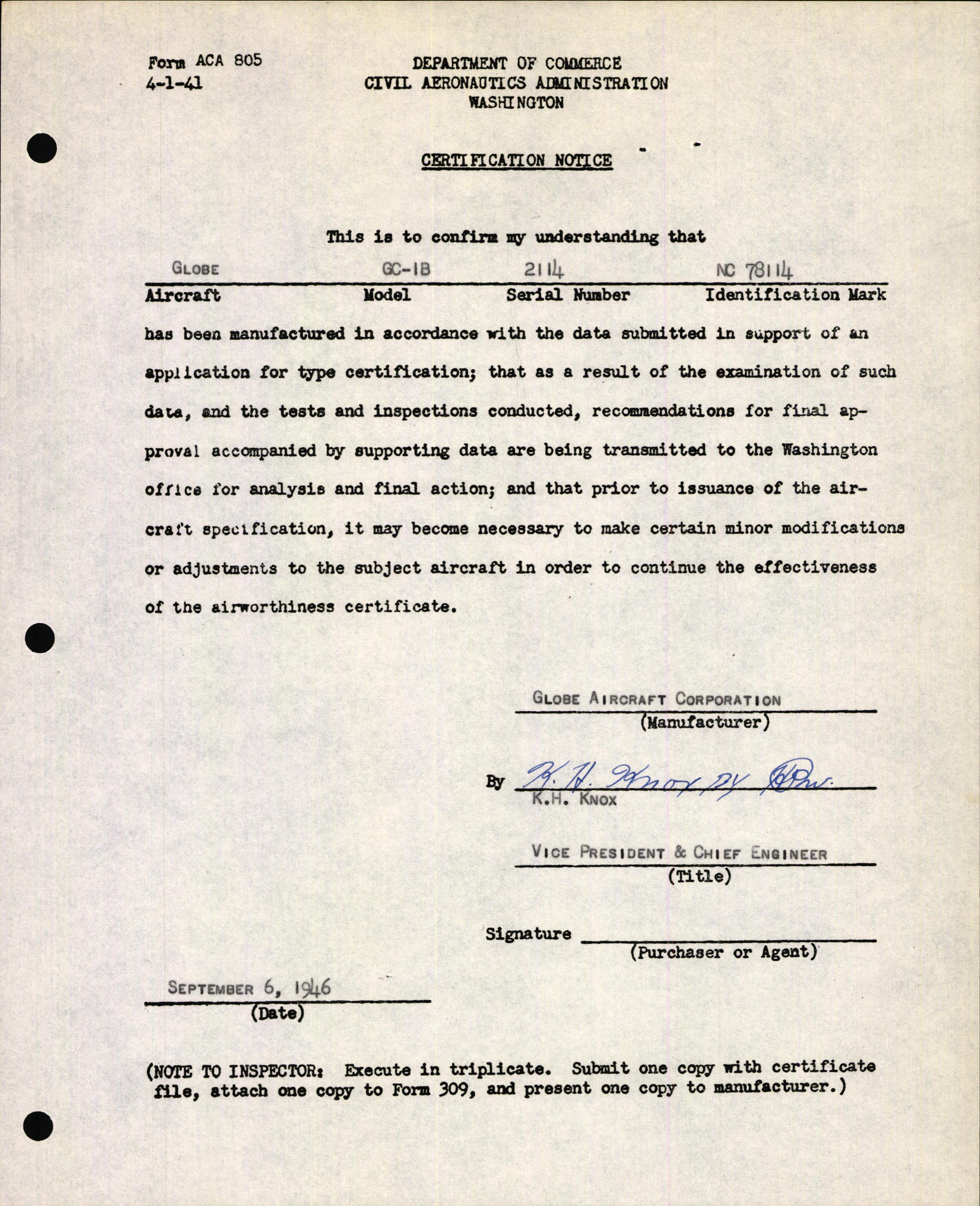 Sample page 3 from AirCorps Library document: Technical Information for Serial Number 2114