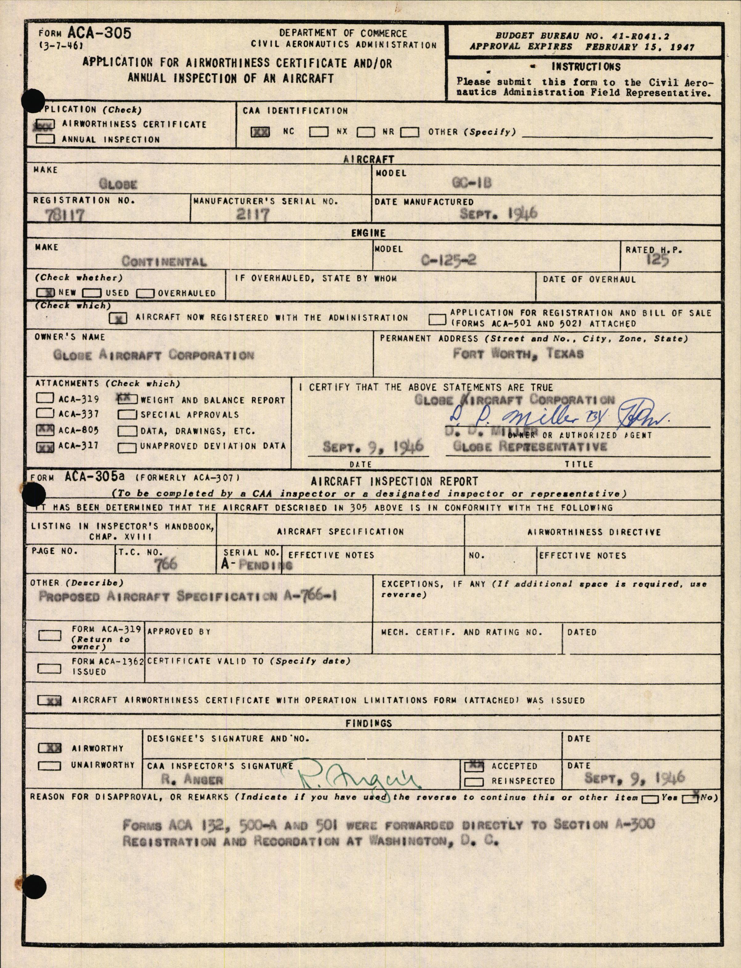 Sample page 3 from AirCorps Library document: Technical Information for Serial Number 2117