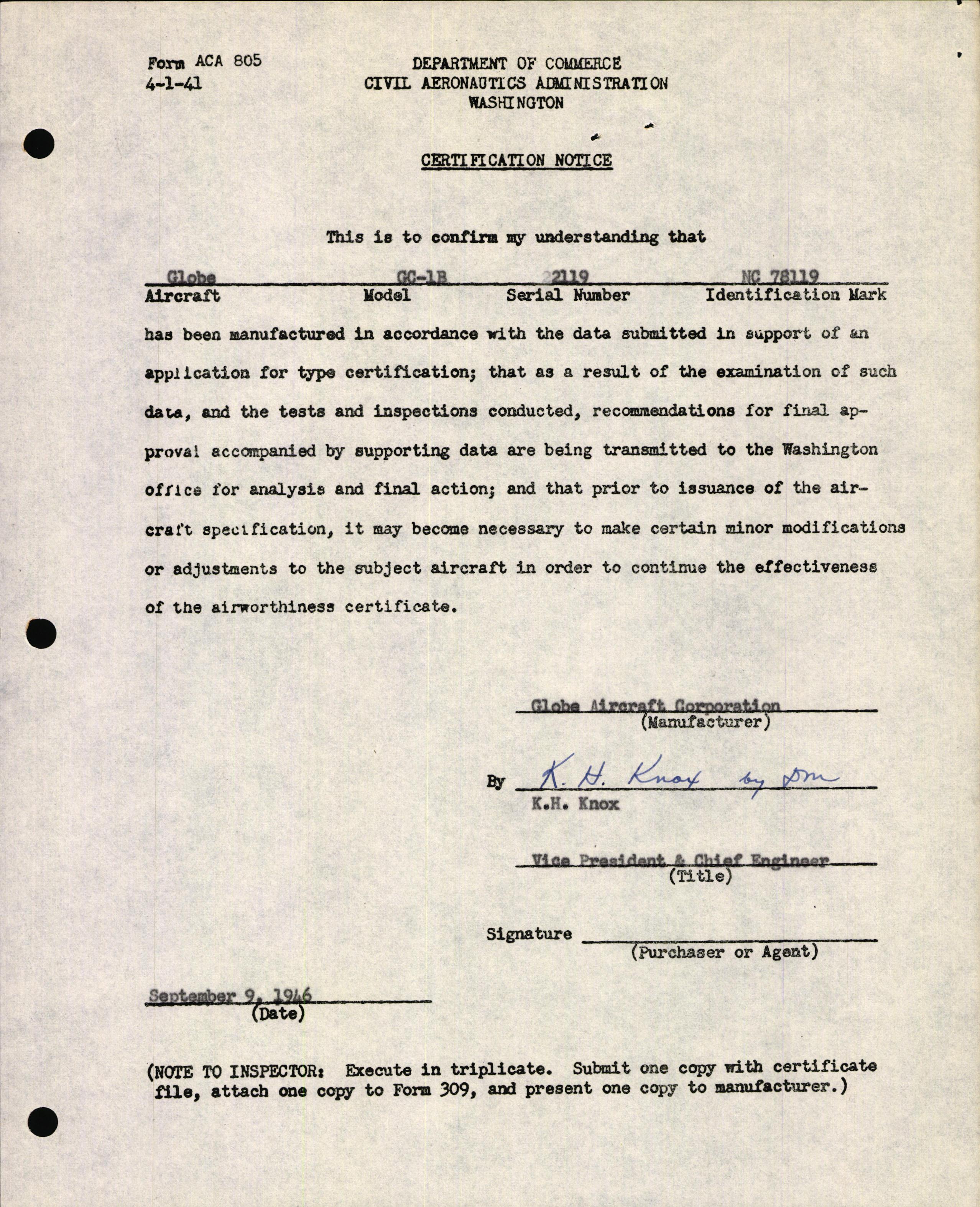 Sample page 3 from AirCorps Library document: Technical Information for Serial Number 2119