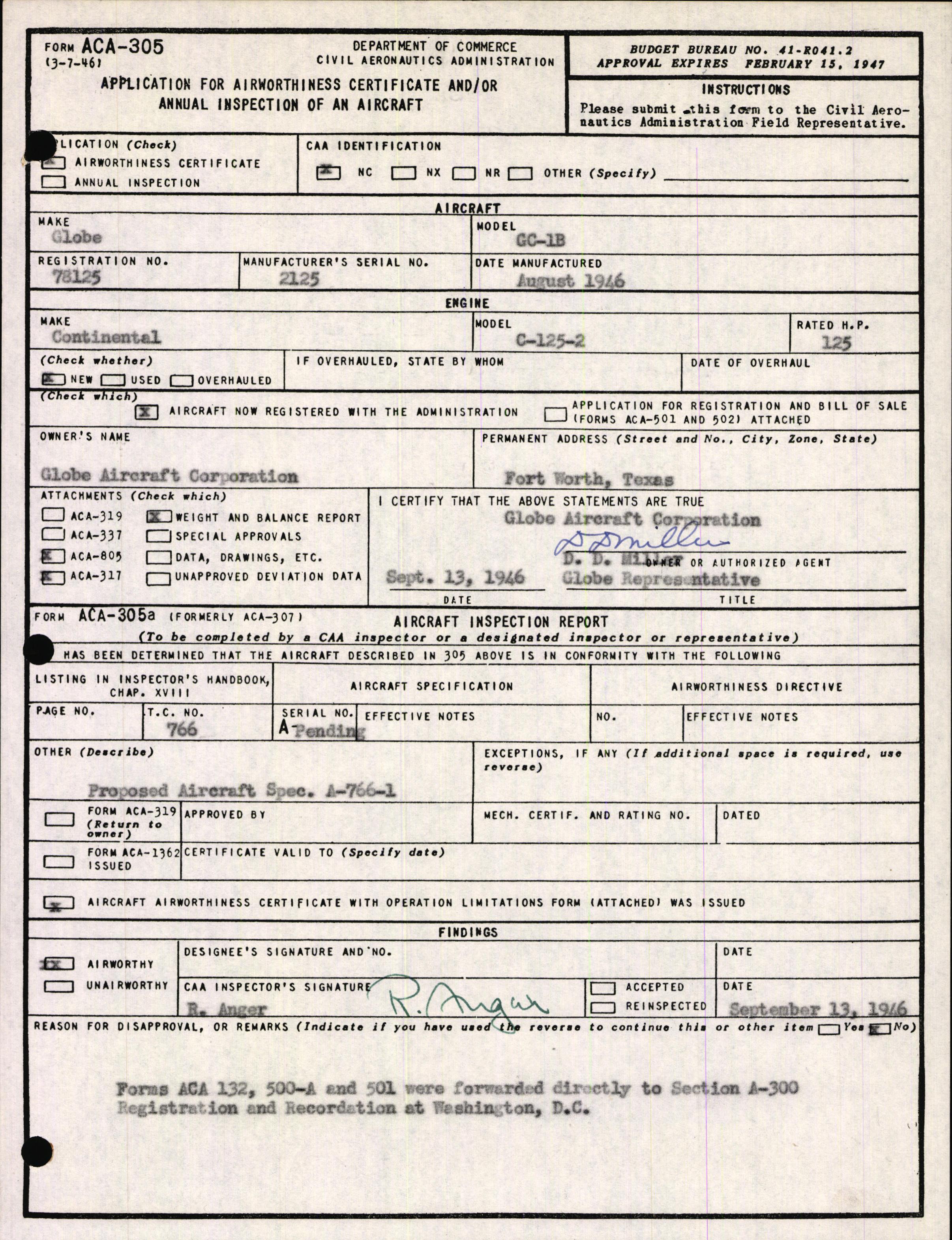 Sample page 3 from AirCorps Library document: Technical Information for Serial Number 2125