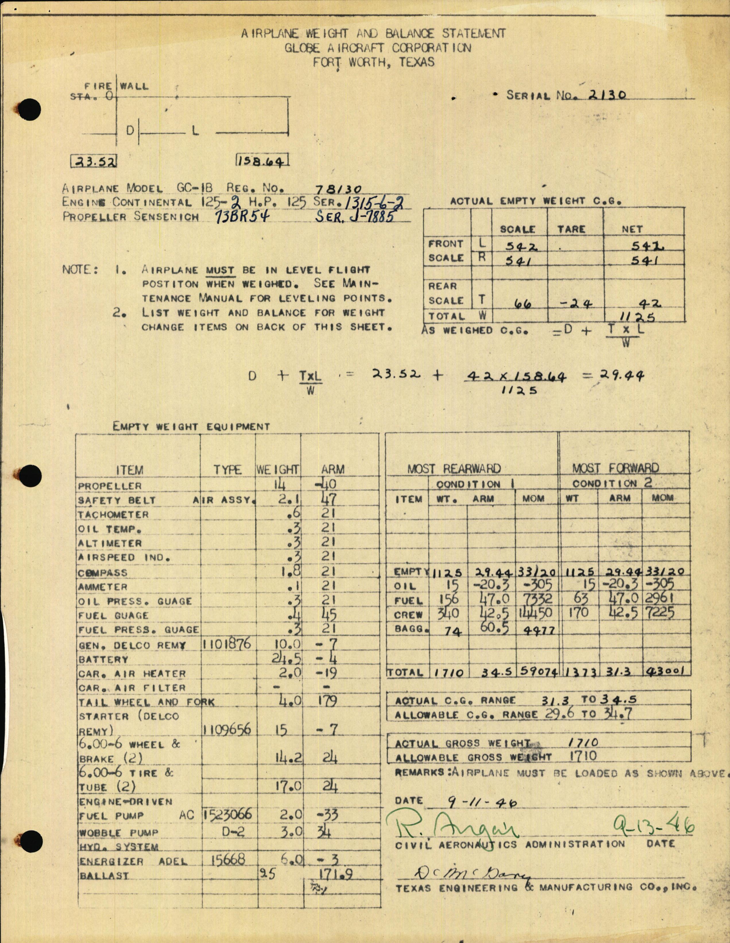 Sample page 3 from AirCorps Library document: Technical Information for Serial Number 2130